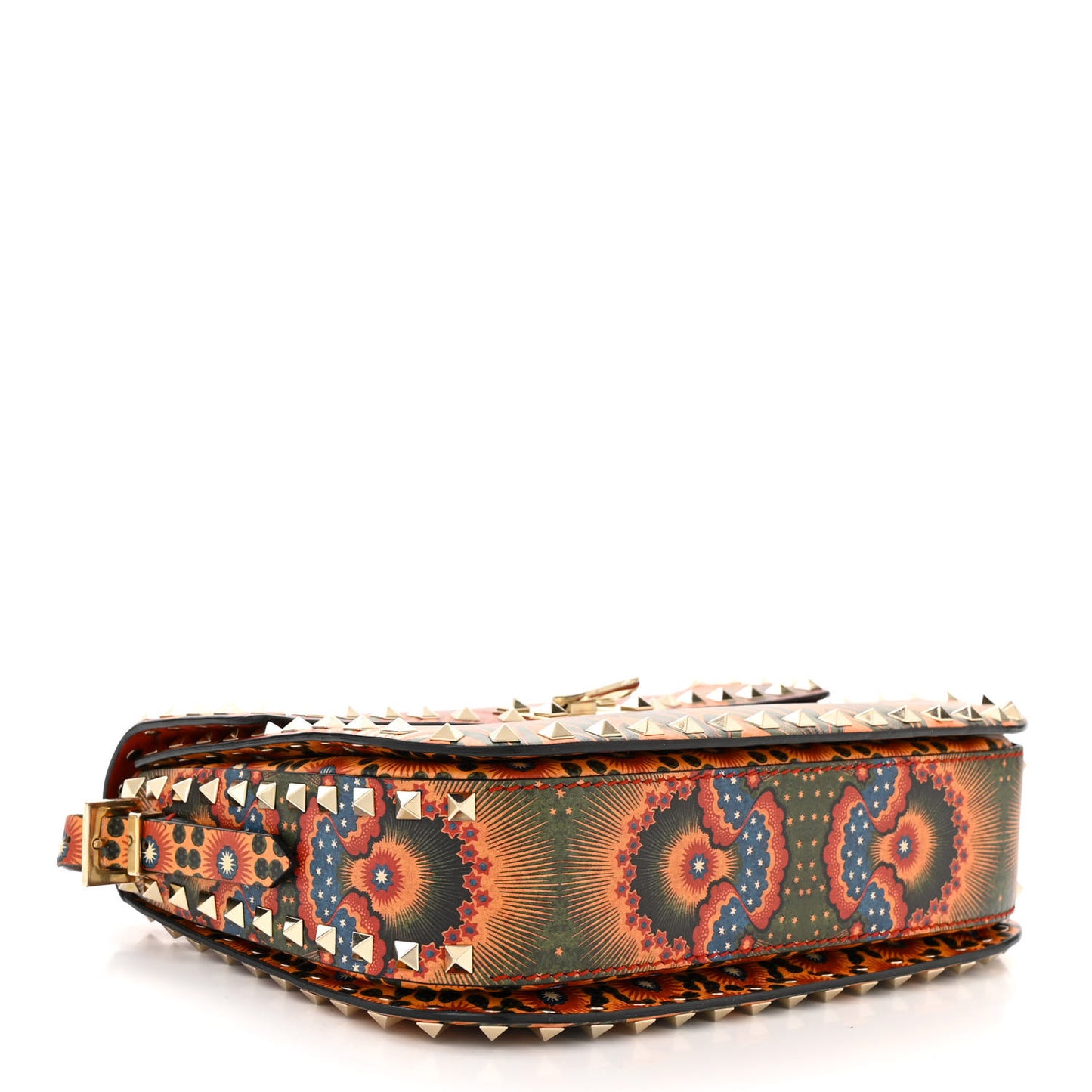 Vitello Enchanted Wonderland Medium Rockstud Flap Saddle Bag Rosso Valentino