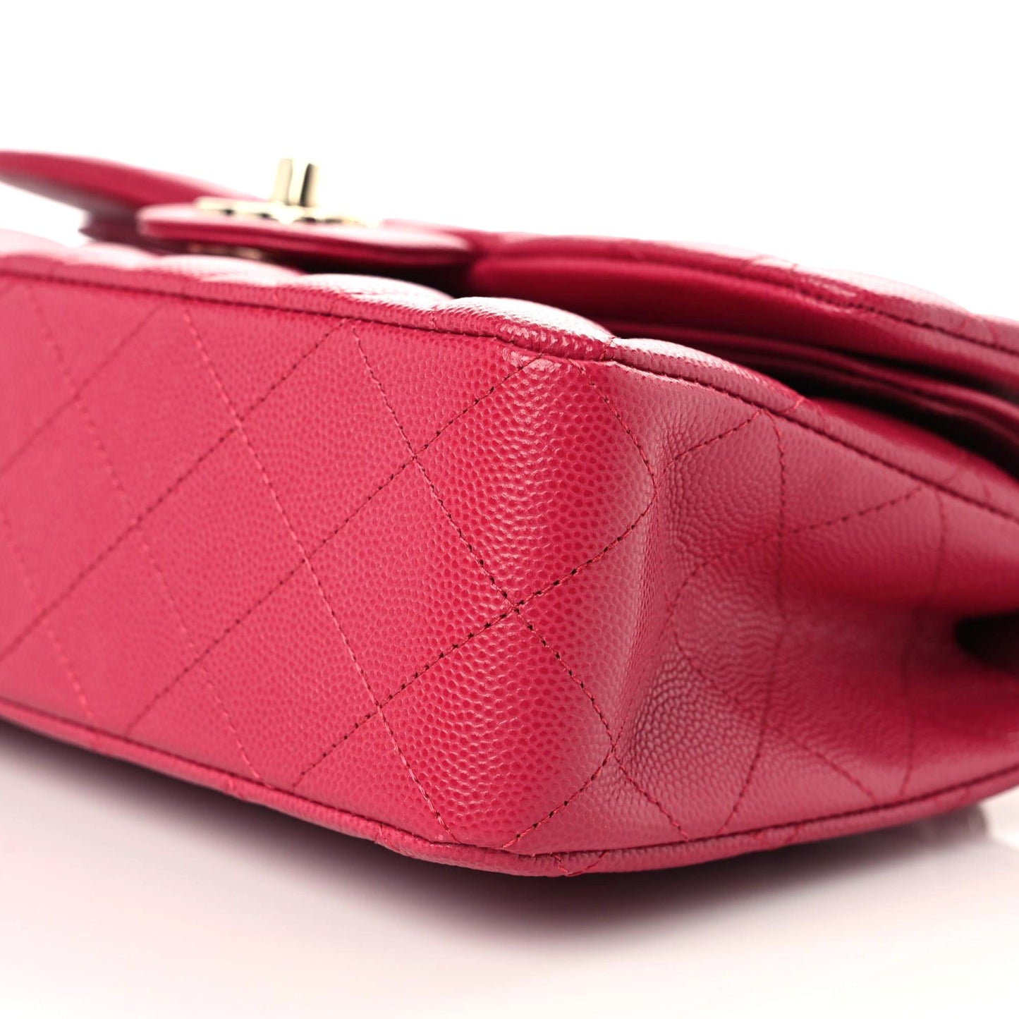 Caviar Quilted Small Double Flap Dark Pink