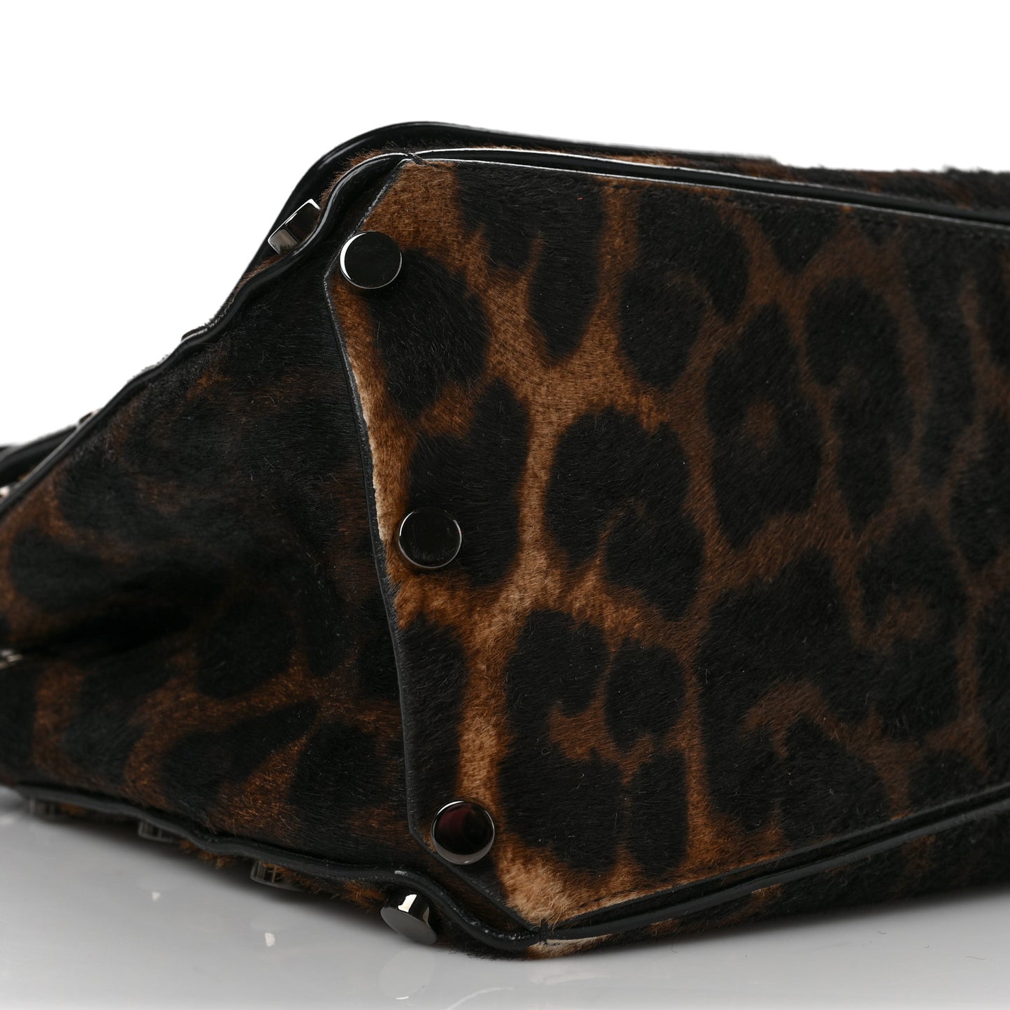Pony Hair Leopard Medium Lockett Shoulder Bag Black