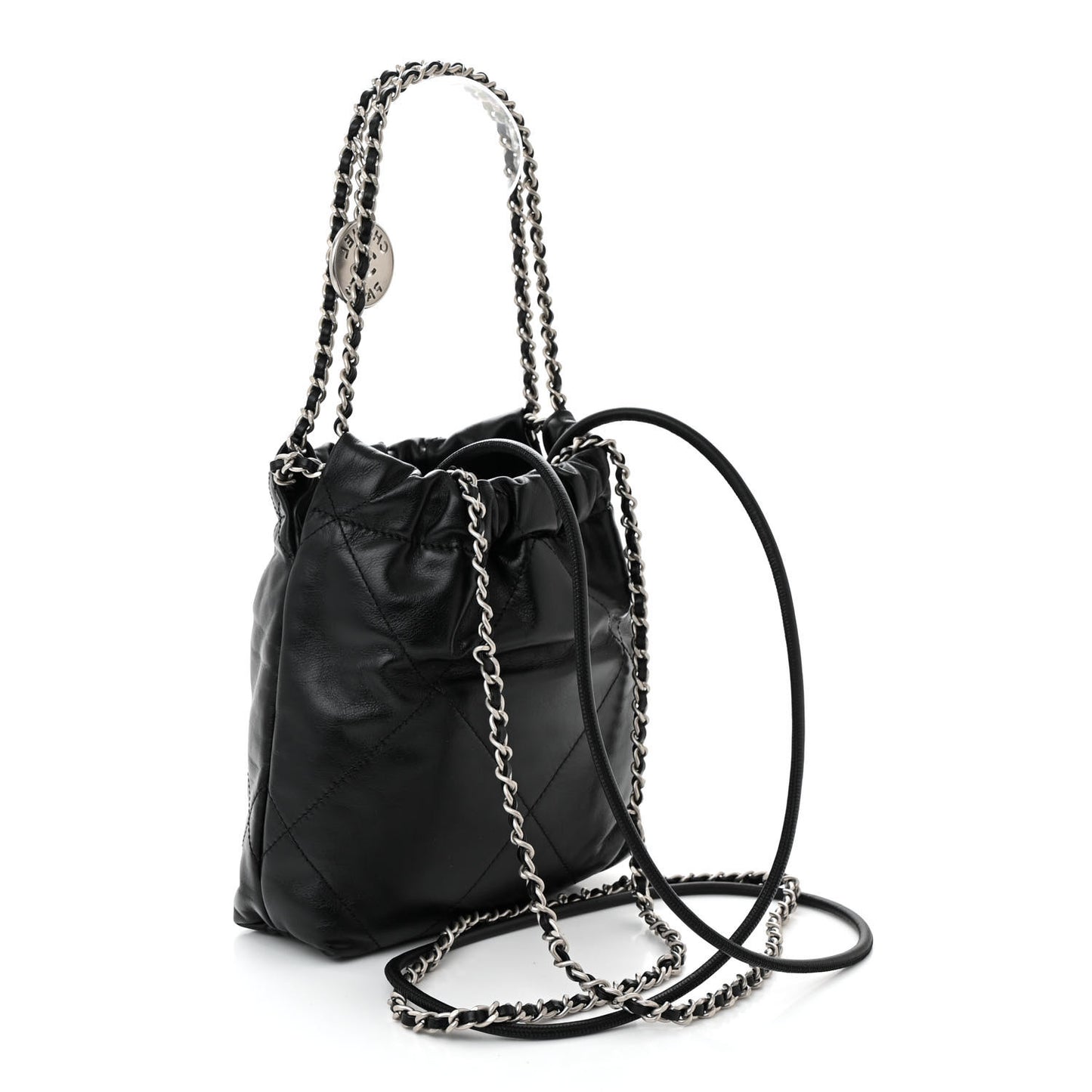 Shiny Calfskin Quilted Mini Chanel 22 Black