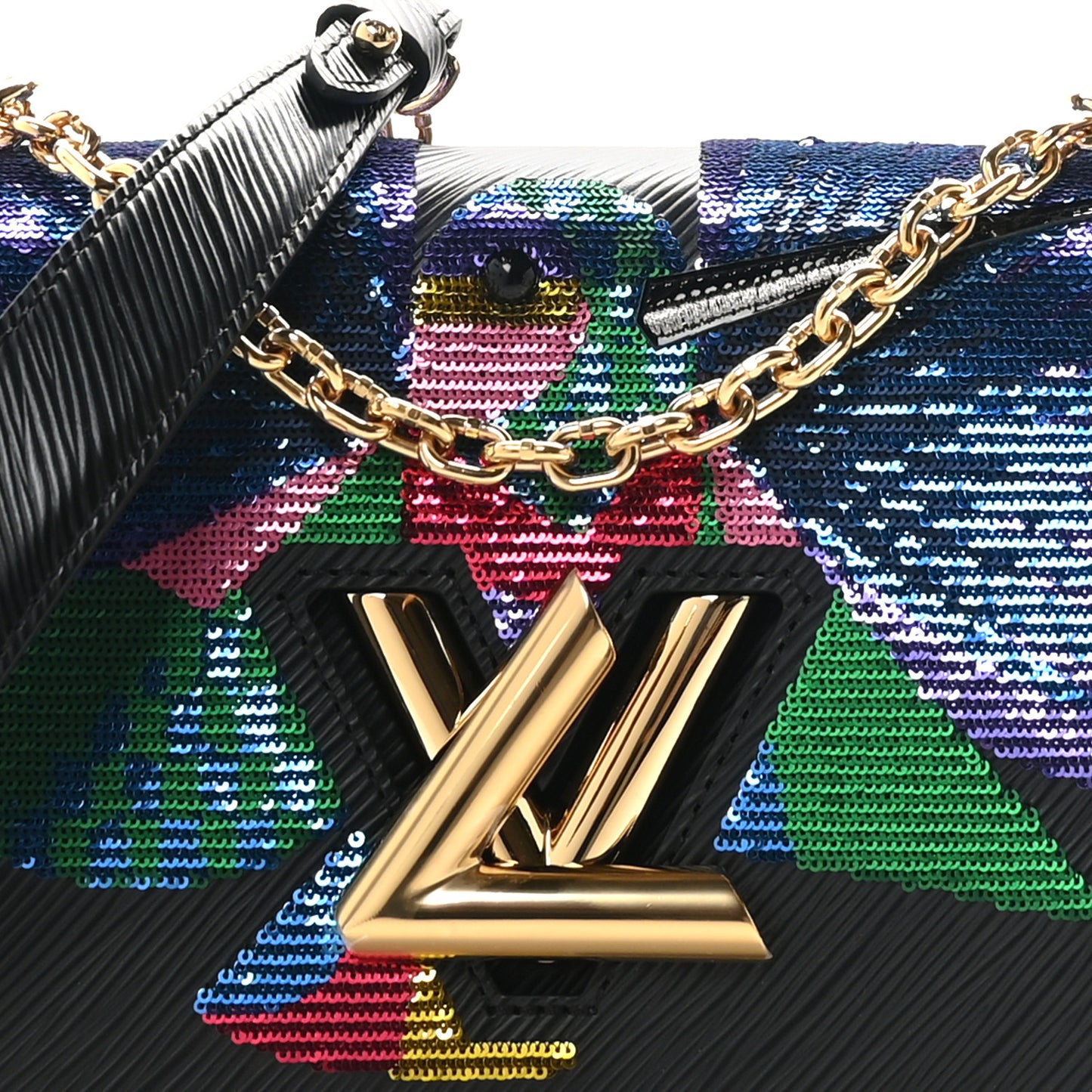 Epi Sequin Bird Twist Shoulder Bag MM Black