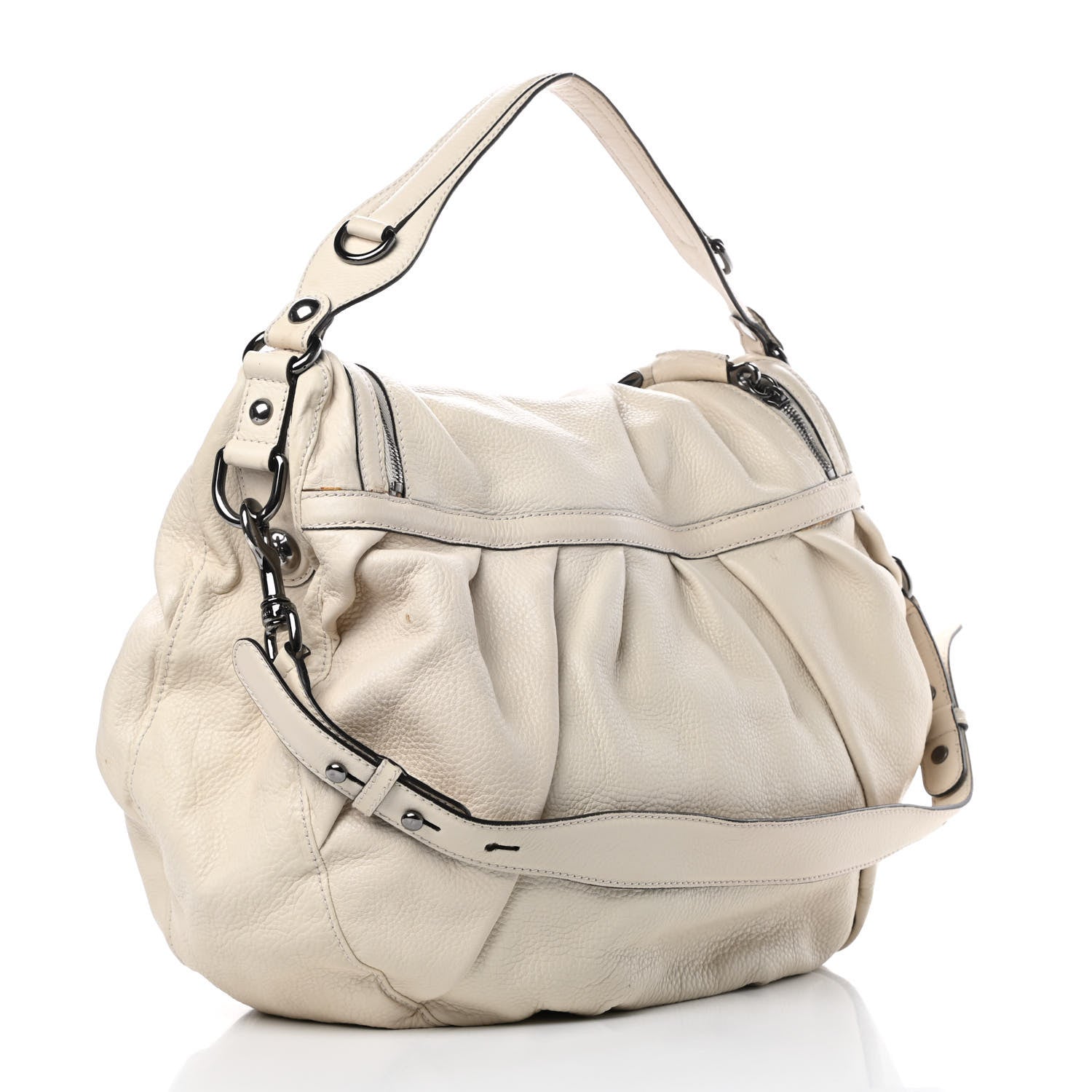 Gucci Pebbled Calfskin Medium Icon Bit Shoulder Bag Ivory 3 of 17