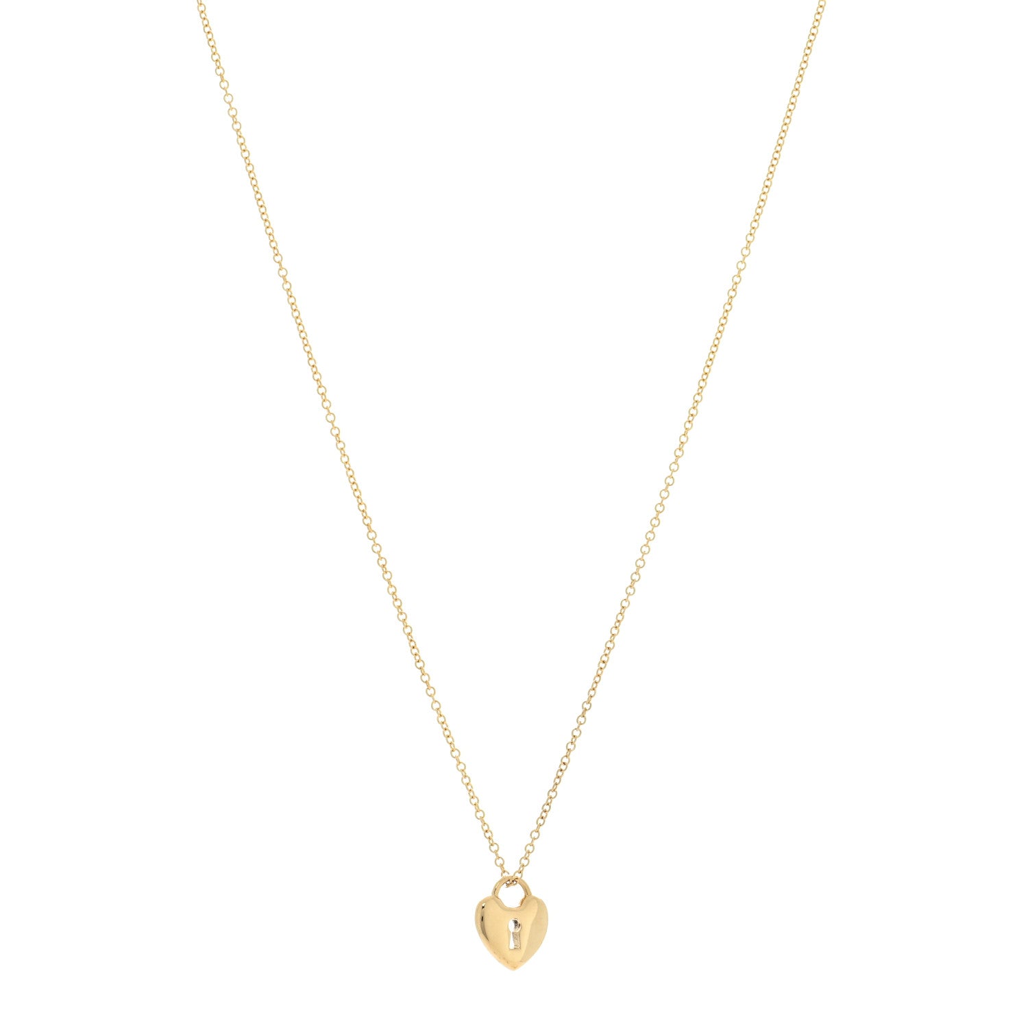Tiffany 18K Yellow Gold Mini Heart Lock Pendant Necklace 1 of 5