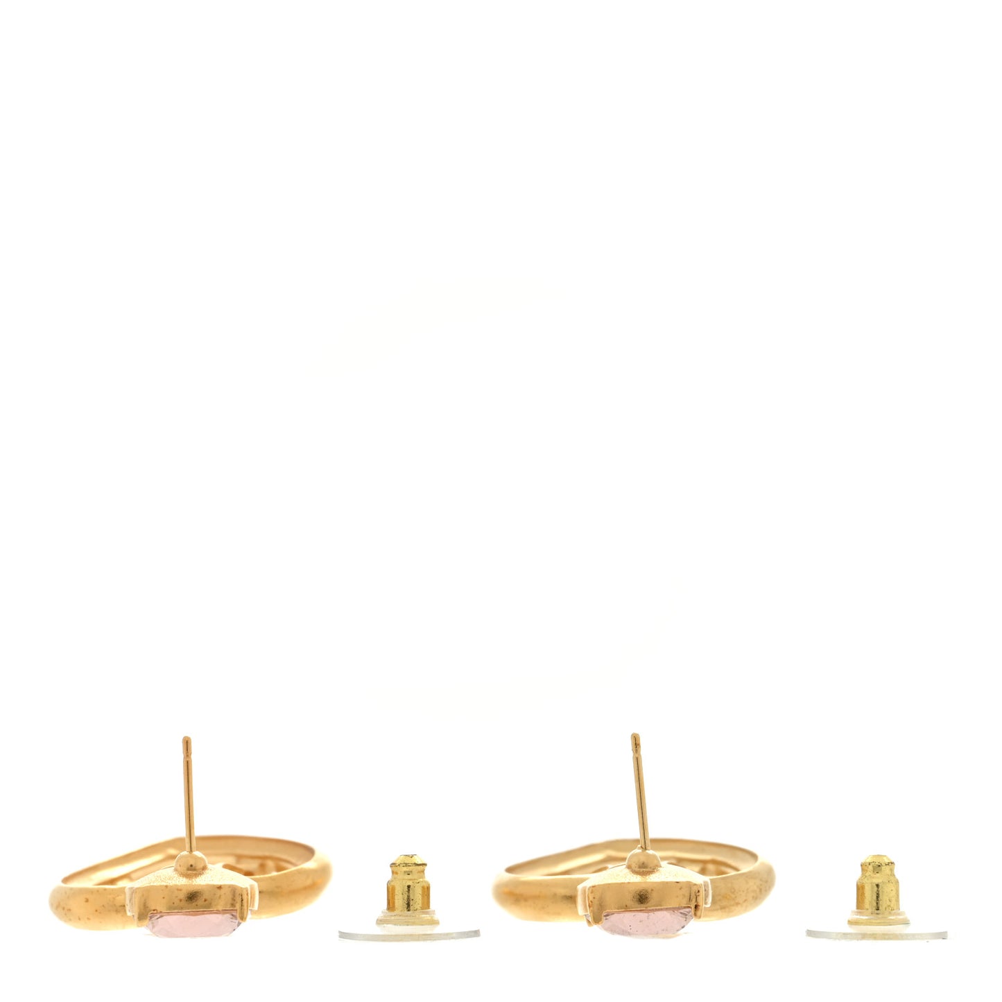 Crystal Heart CC Drop Earrings Pink Gold