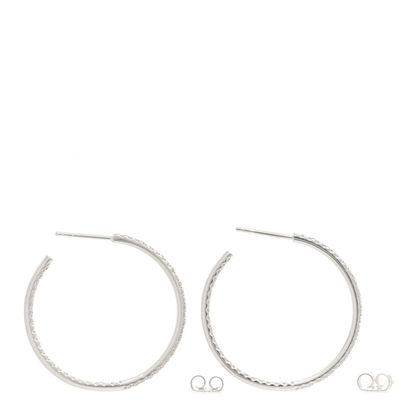 18K White Gold Diamond Large Hoop Earrings