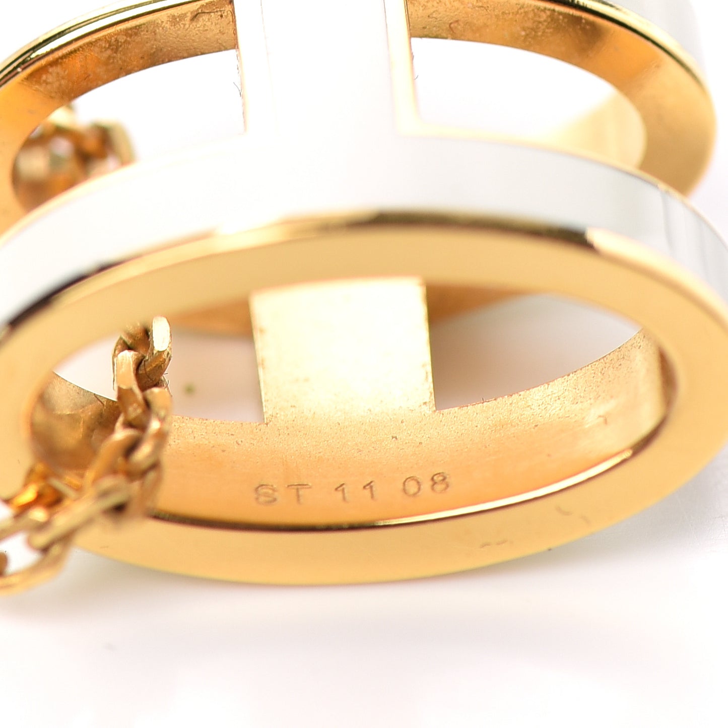 Lacquered Gold Pop H Pendant Necklace White