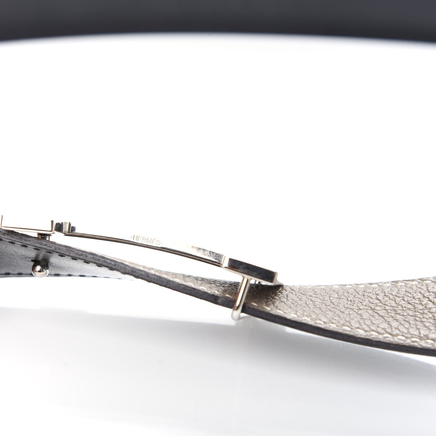 Togo Box 32mm Enamel Quizz H Belt 80 Black Etoupe