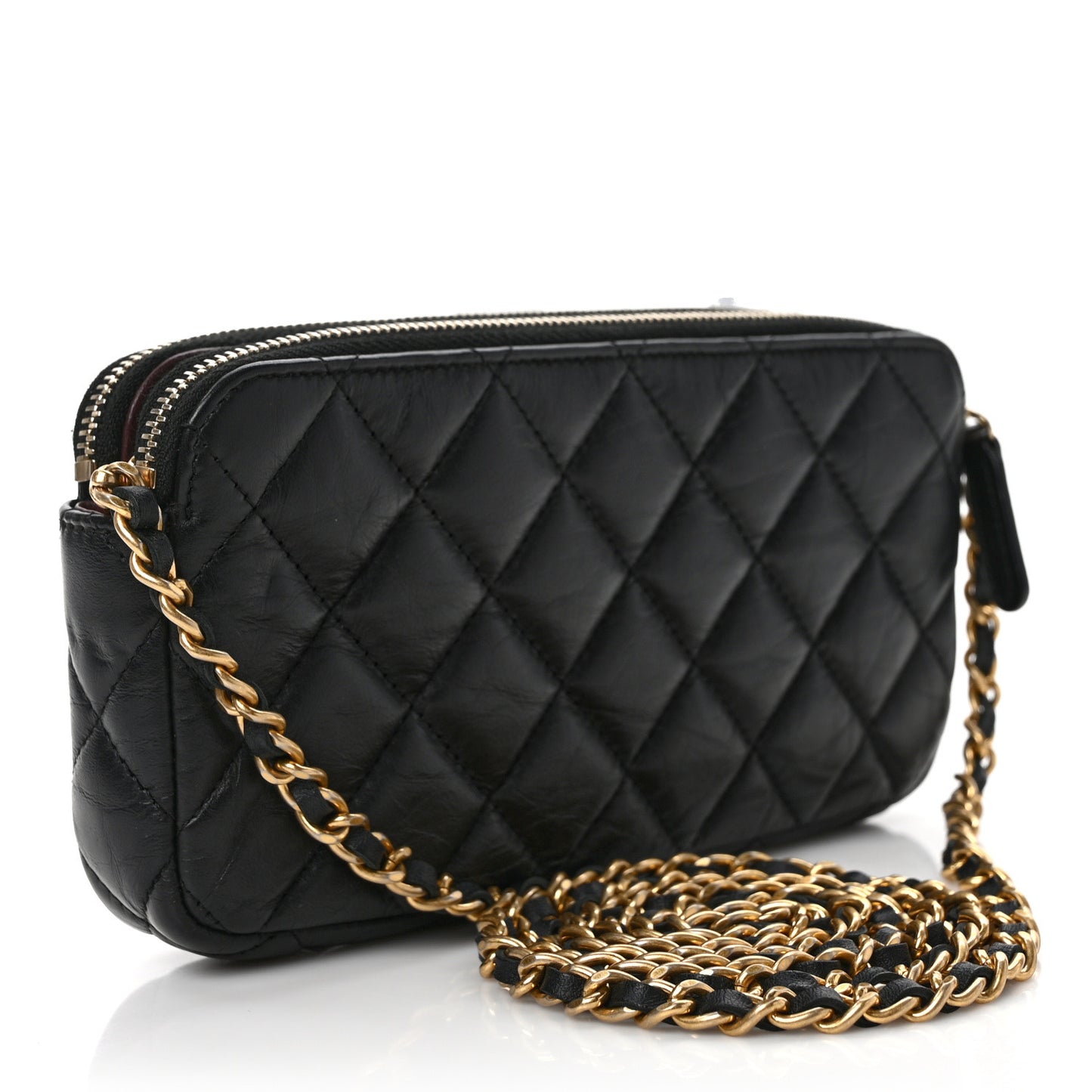 Aged Calfskin Lucky Charms 2.55 Reissue Small Clutch With Chain Black