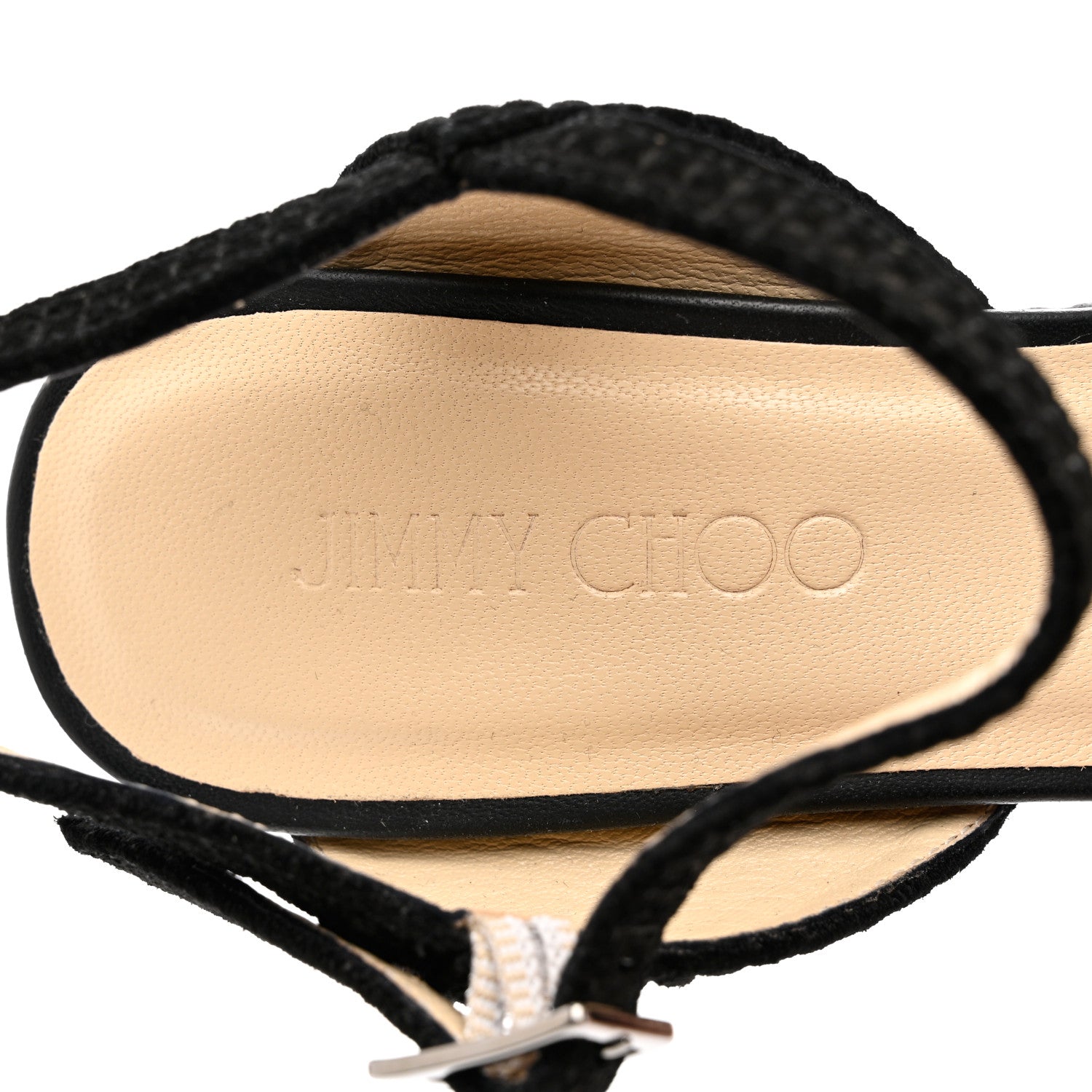 Jimmy Choo Cubed Coarse Suede Cork Naylor 135 Wedge Sandals 38 Black 6 of 9