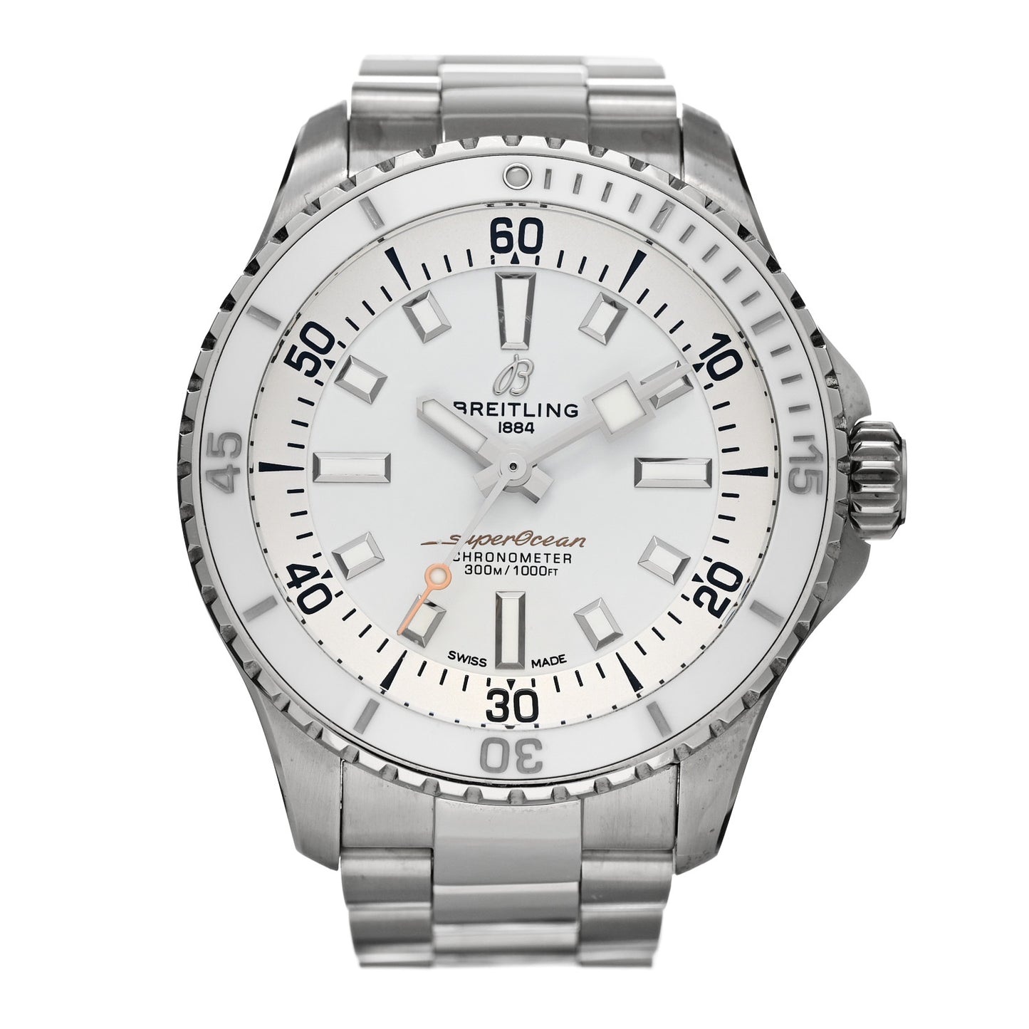 Stainless Steel 36mm Superocean II Automatic Watch White A17377211A1S1