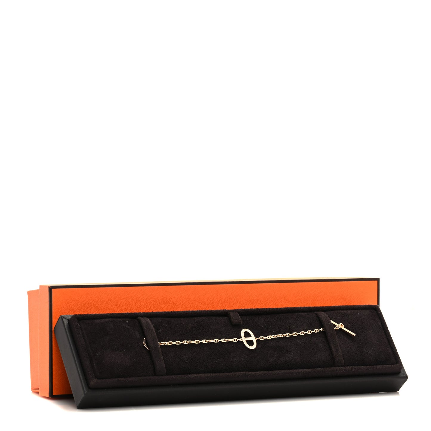 18K Rose Gold Diamond Chaine D'Ancre Contour Bracelet XS