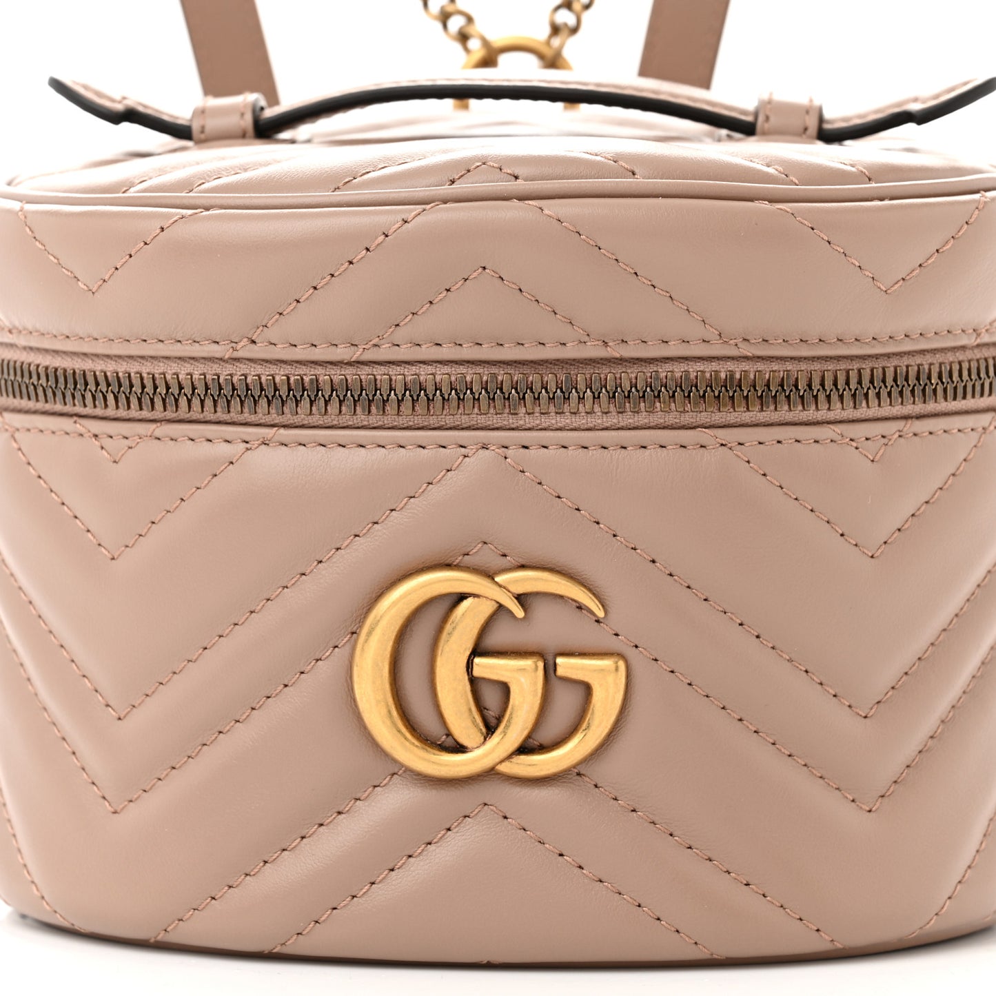 Calfskin Matelasse Mini GG Marmont Round Backpack Porcelain Rose