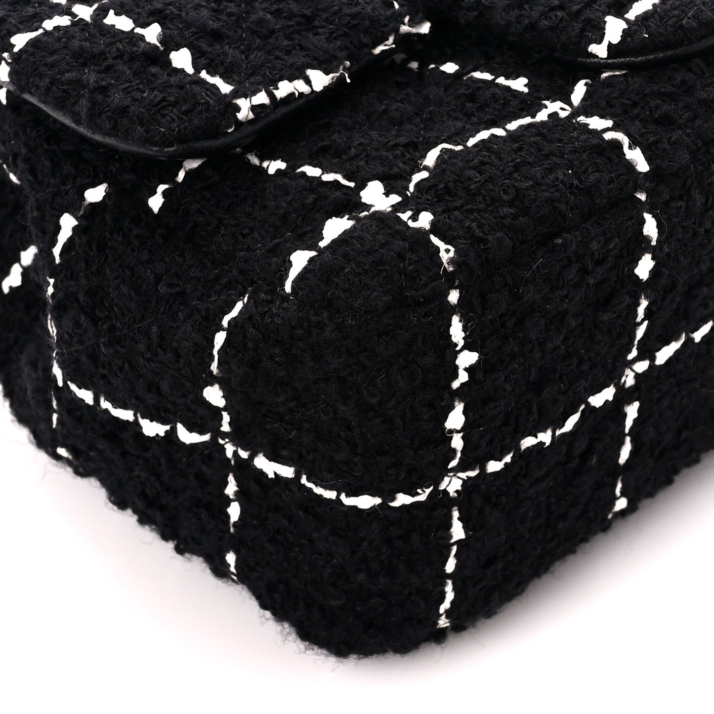 Tweed Quilted Mini Square Pearl Crush Flap Black