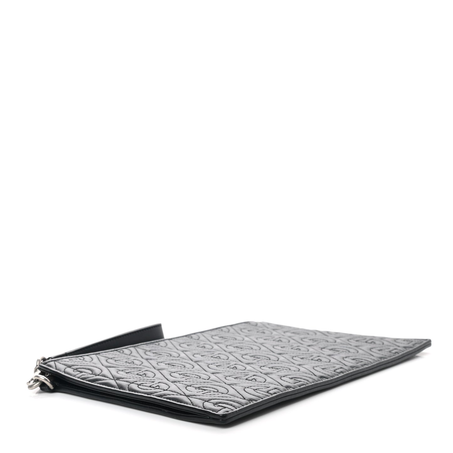 Calfskin G Rhombus Quilted Documents Holder Black
