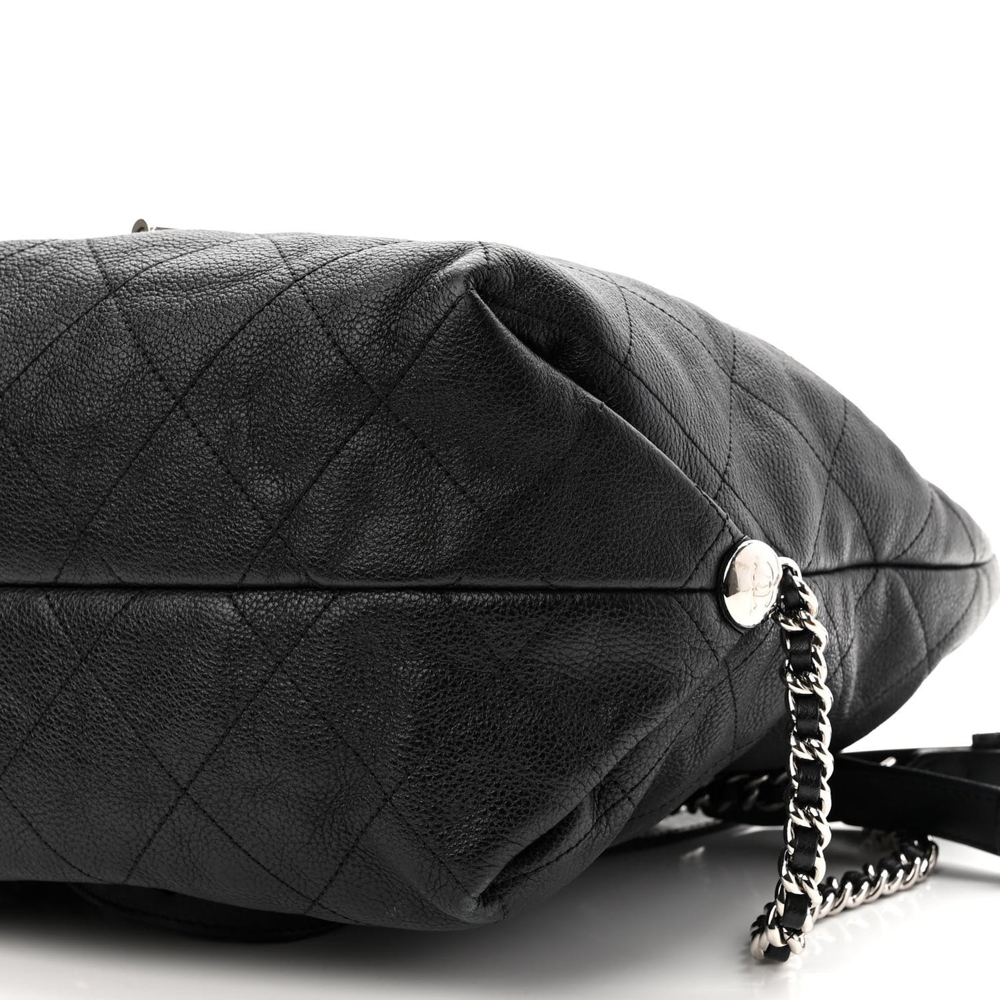 Grained Calfskin Stitched Braided With Style Backpack Black