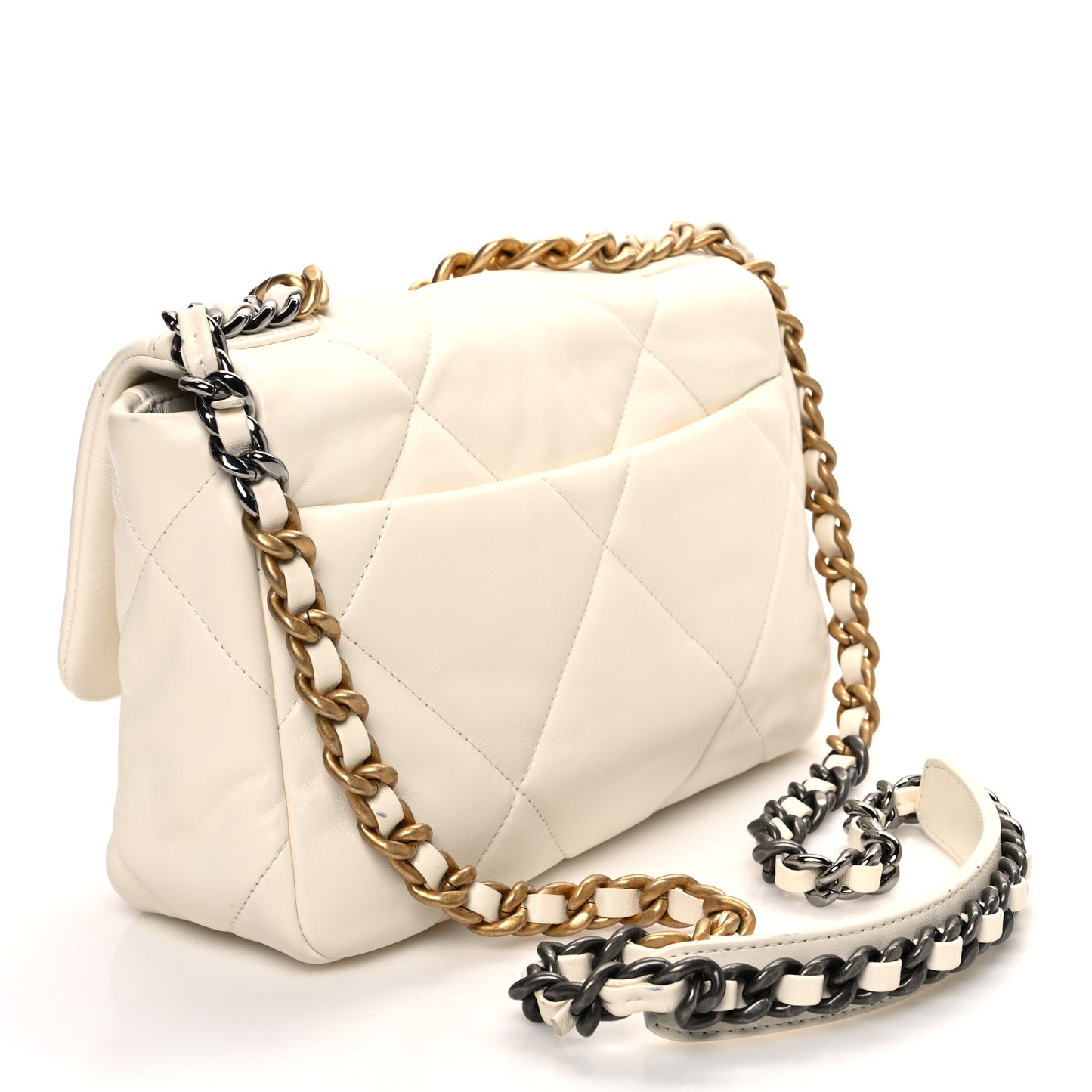 Lambskin Quilted Medium Chanel 19 Flap White