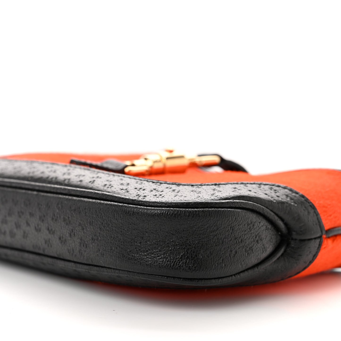Calf Hair Textured Dollar Calfskin Mini Jackie 1961 Hobo Orange Black
