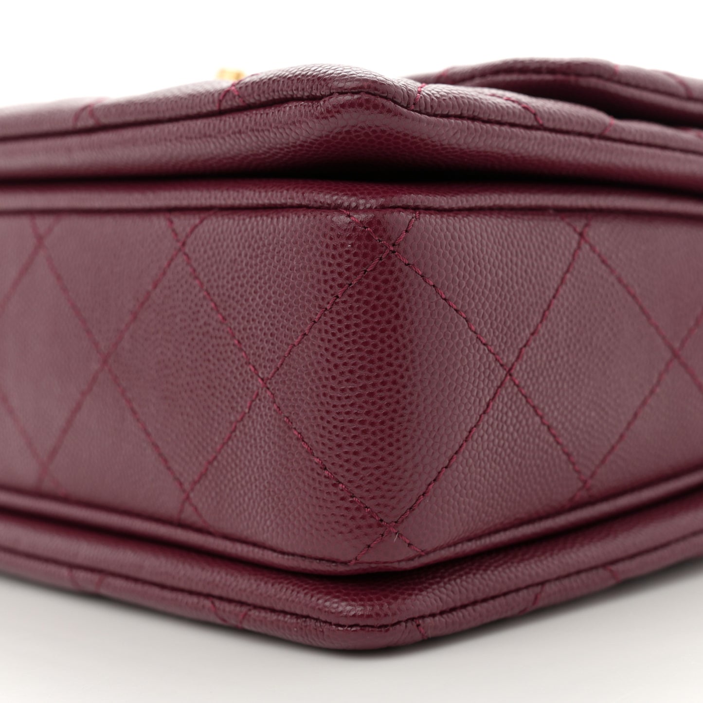 Caviar Quilted Coco First Flap Burgundy