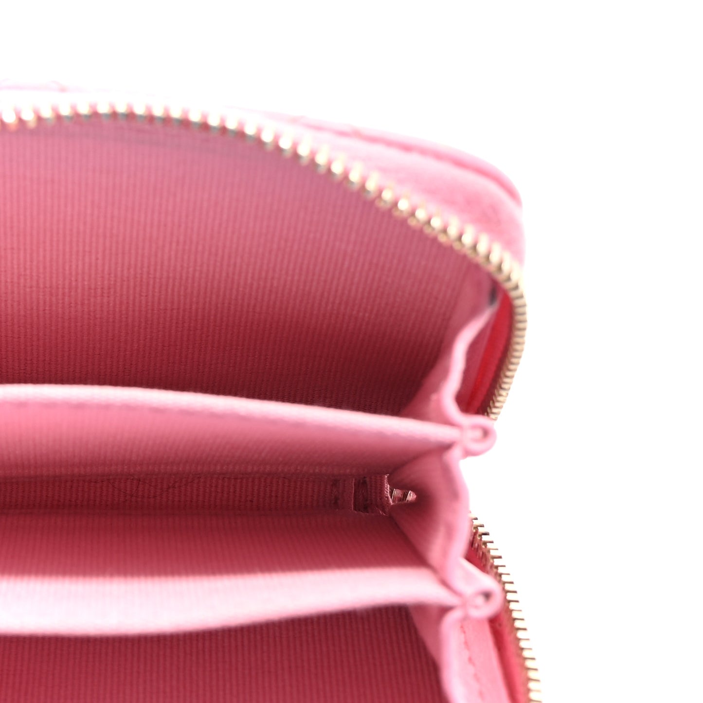 Lambskin Quilted Zip Around Coin Purse Wallet Pink