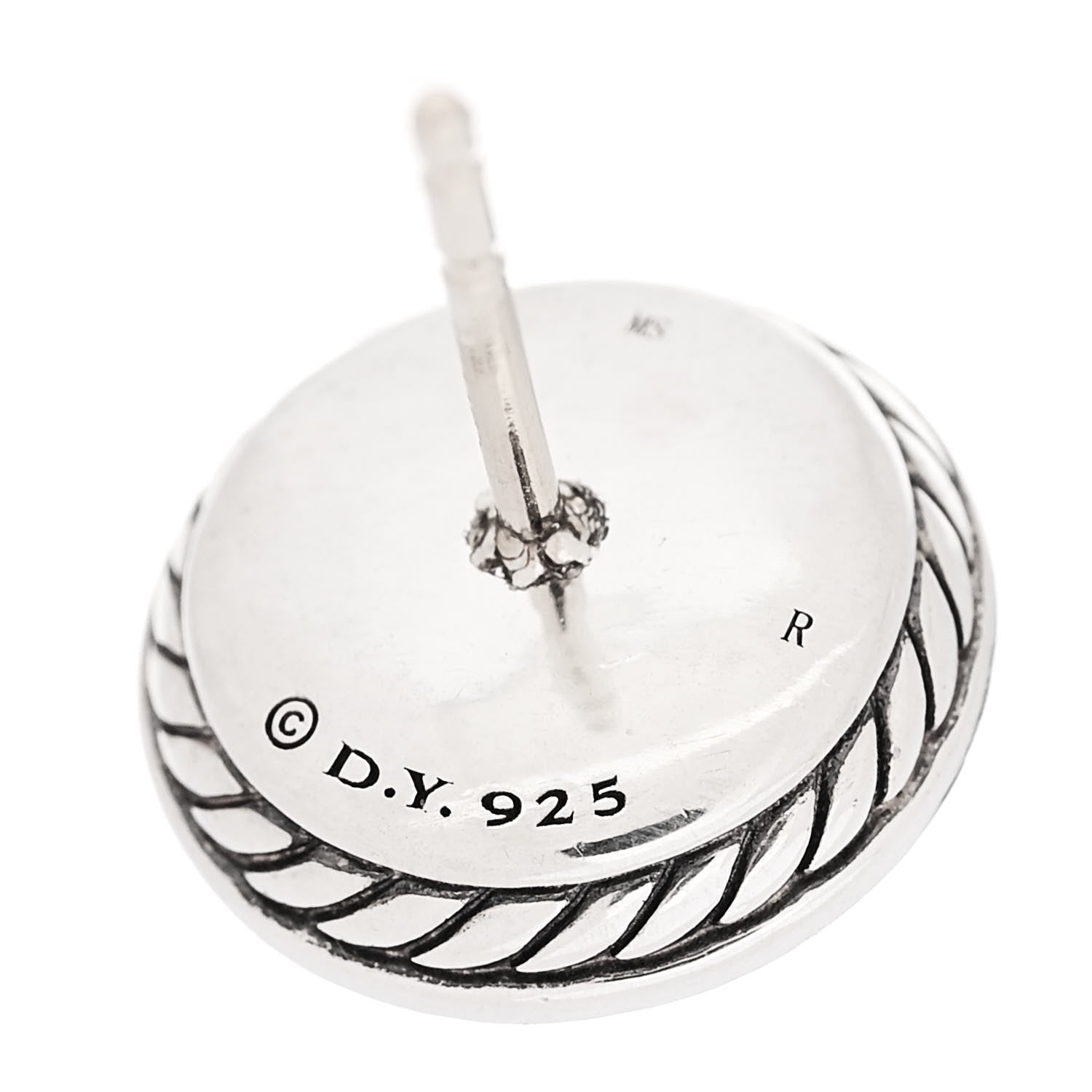 David Yurman Sterling Silver 14K Yellow Gold Diamond Pearl 8mm Cerise Earrings 4 of 5