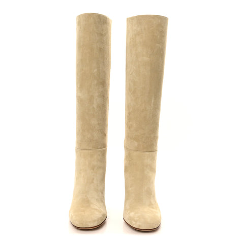 Suede Calfskin Lisiere 90 Boots 38 Beige Lin