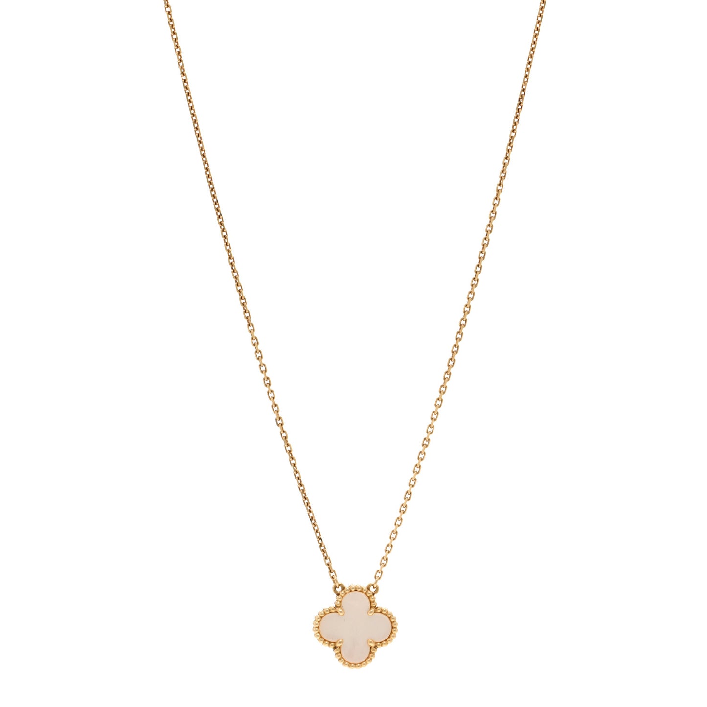 18K Yellow Gold Mother of Pearl Vintage Alhambra Pendant Necklace