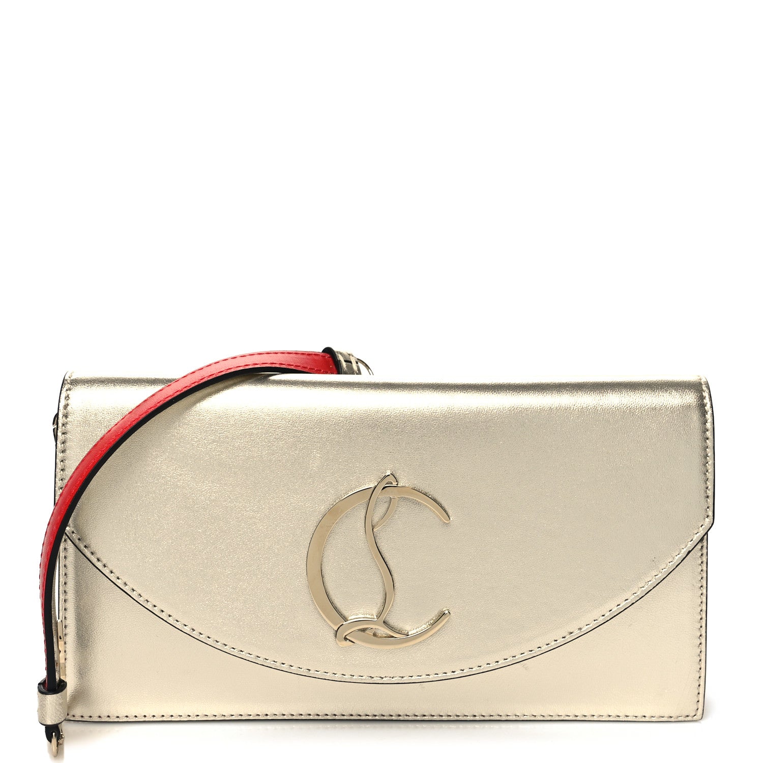 Christian Louboutin Metallic Nappa Laminated Loubi54 Crossbody Clutch Gold 1 of 9
