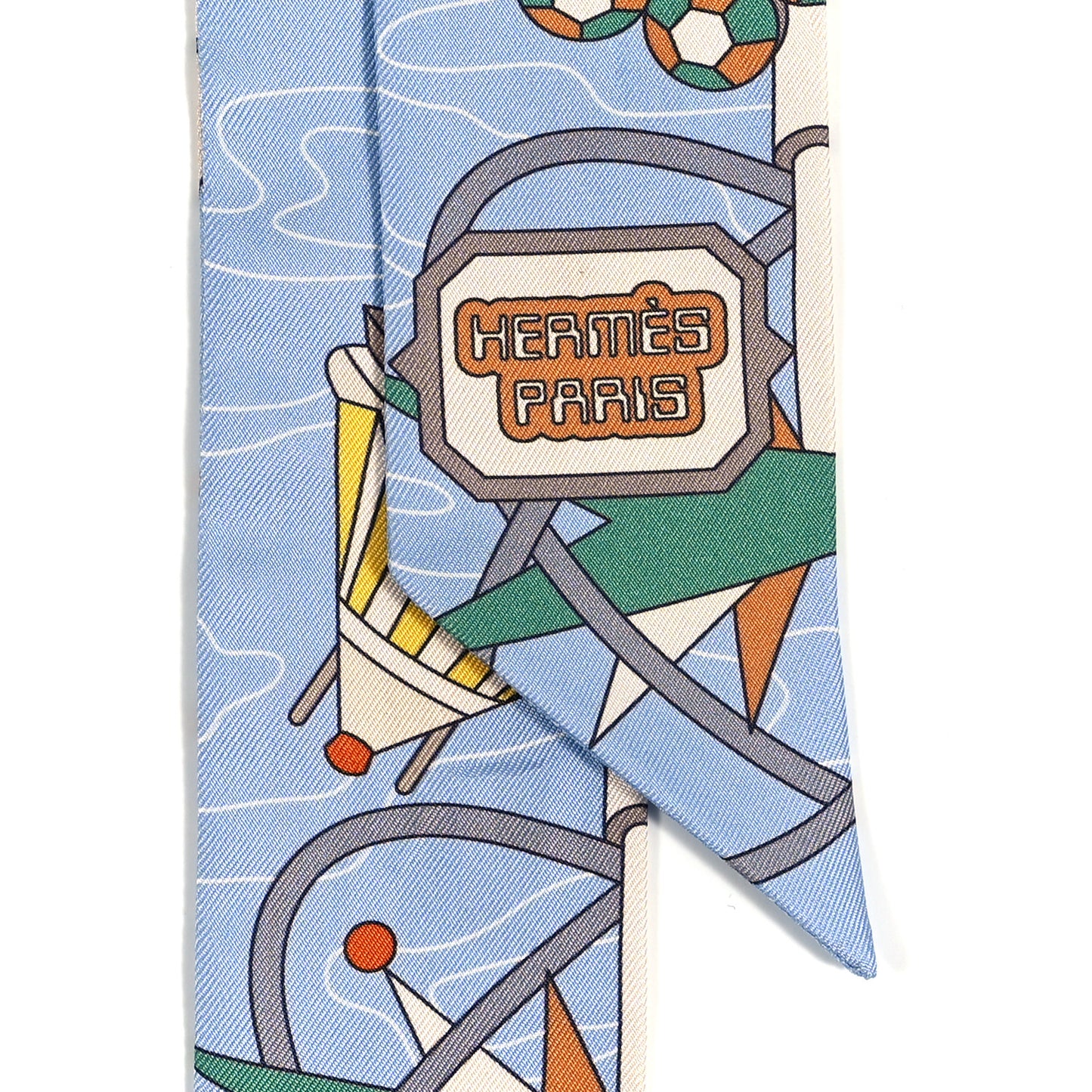 Silk Odyssey Twilly Beige Bleu Ciel Jaune Vif