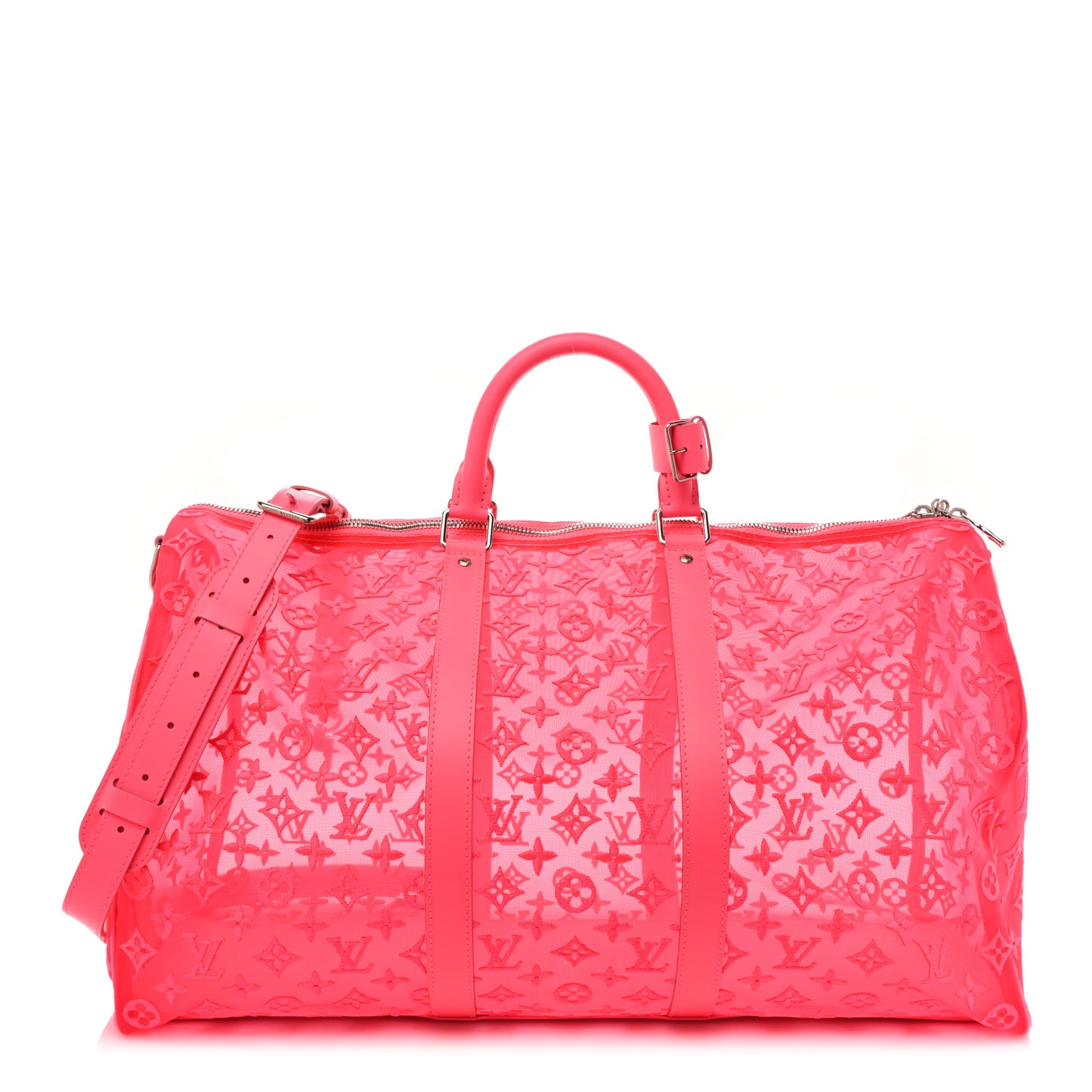 Monogram Fluo See Through Keepall Bandouliere 50 Rose