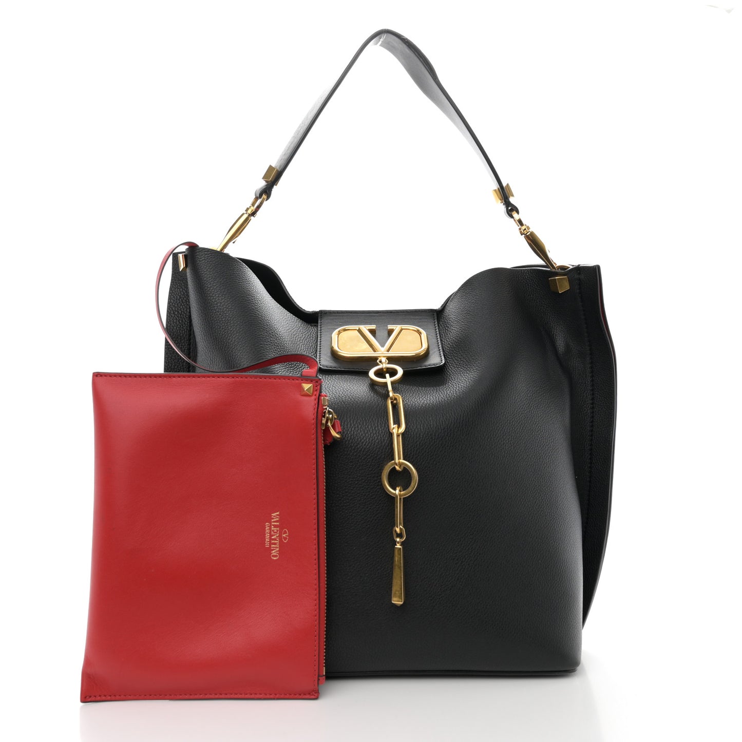 Grainy Calfskin Escape Hobo Bag Black