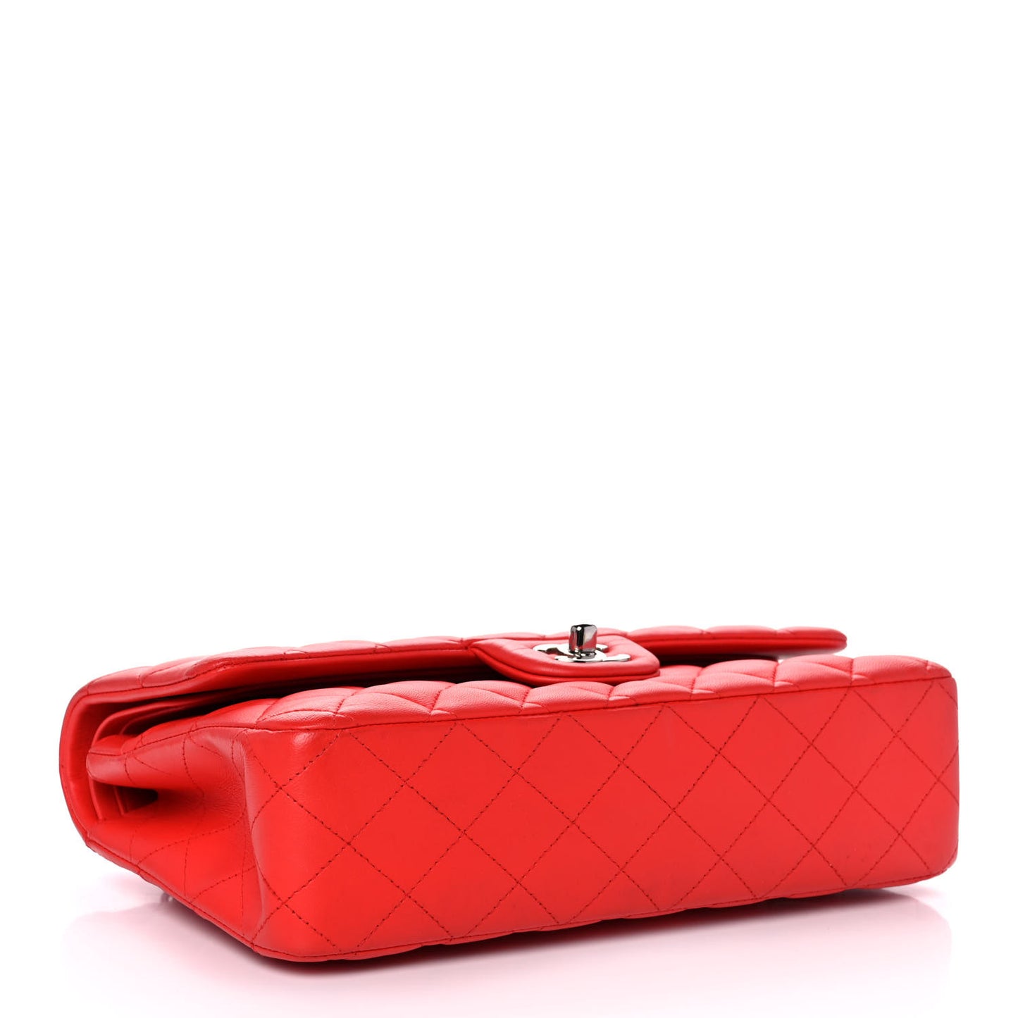 Lambskin Quilted Medium Double Flap Red