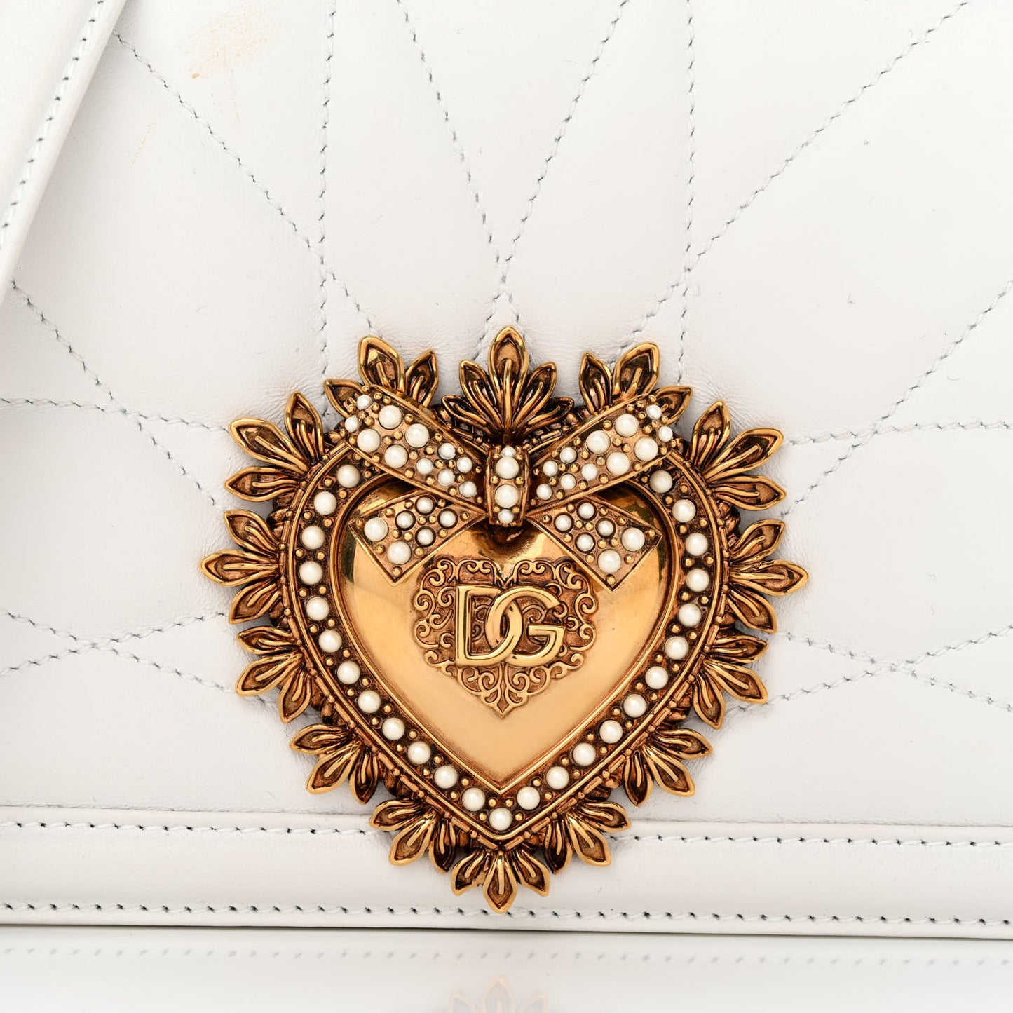 Lambskin Medium Devotion Crossbody Bag White