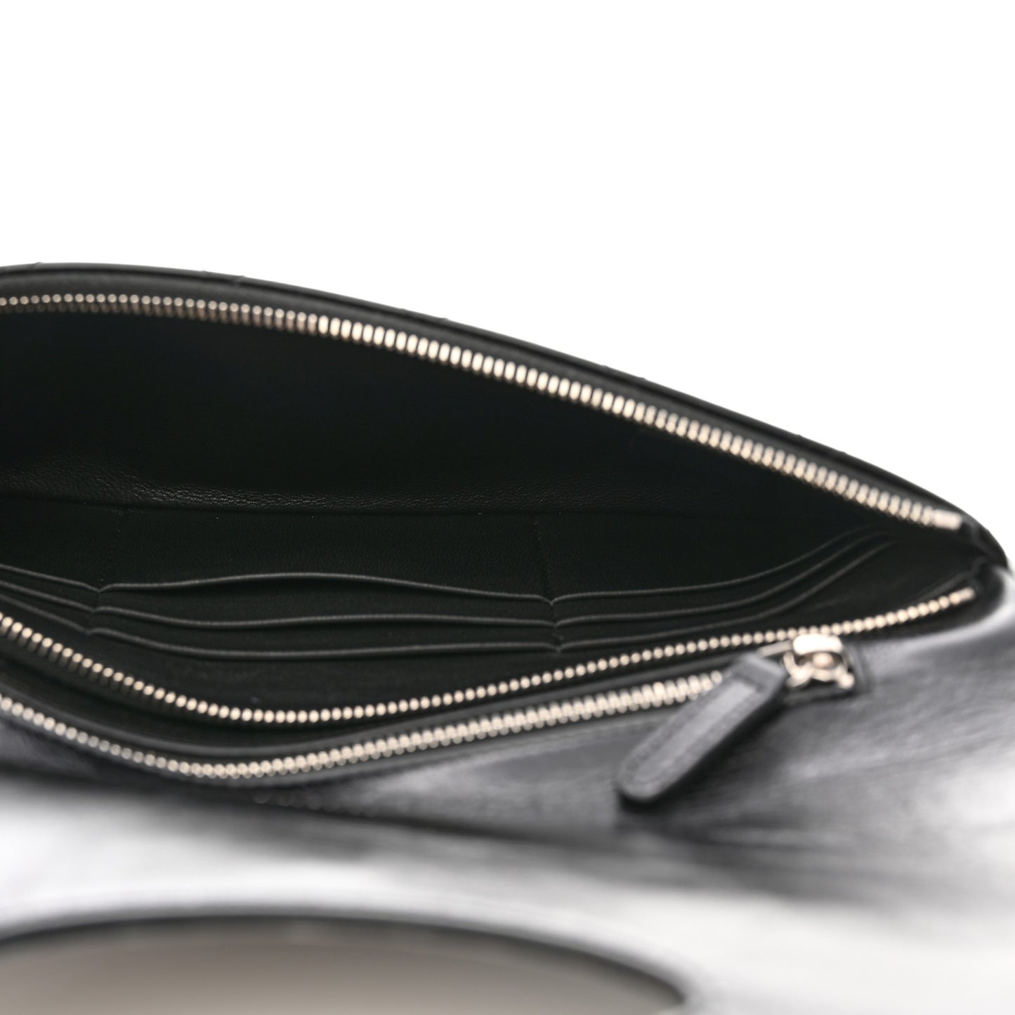 Aged Calfskin Stitched Large 31 Pouch Black White