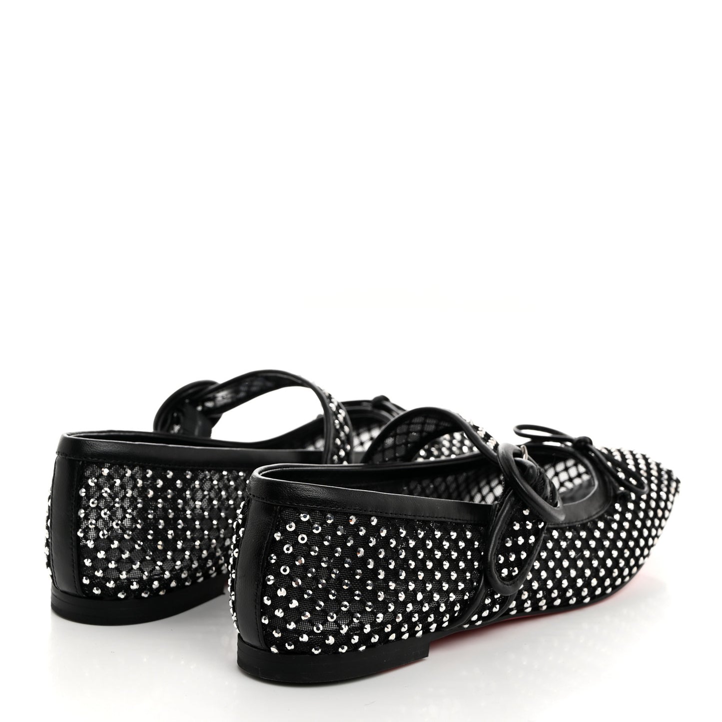 Crystal Mamastrapitina Strass Mesh Ballerina Flats 37.5 Black