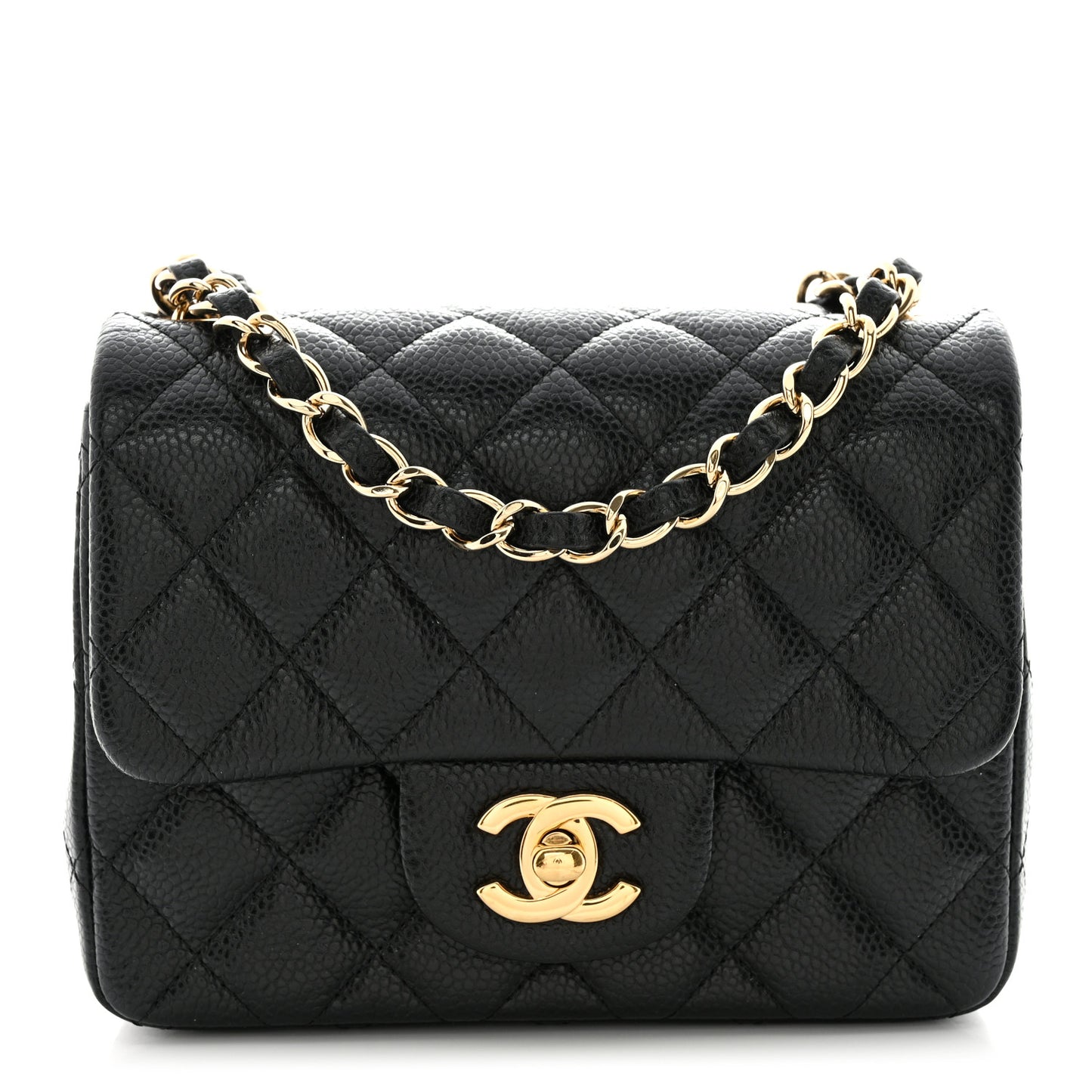 Caviar Quilted Mini Square Flap Black