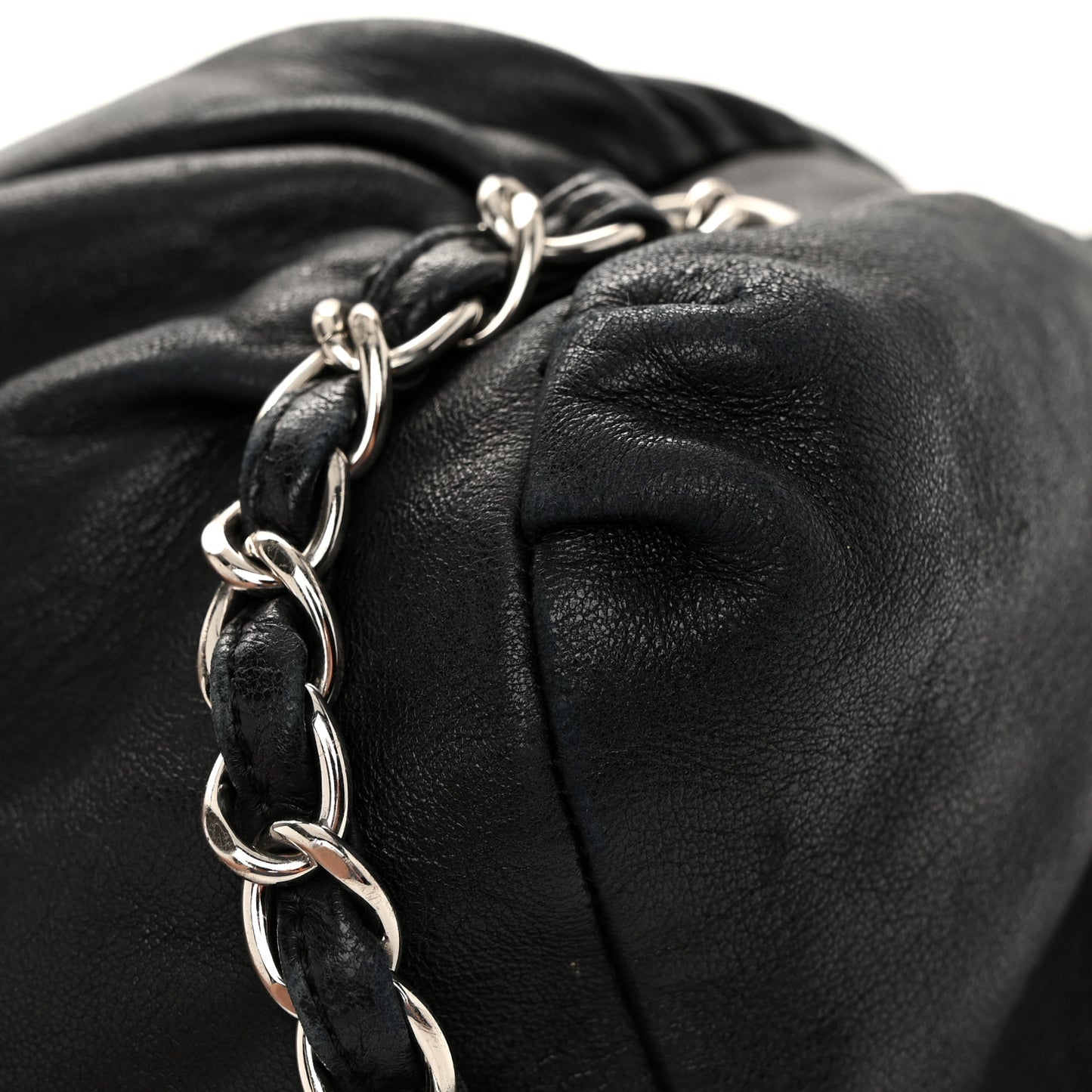 Lambskin Large Sharpei Shoulder Bag Black