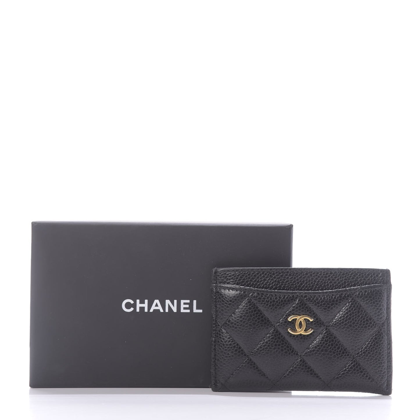 Caviar Quilted Card Holder Black