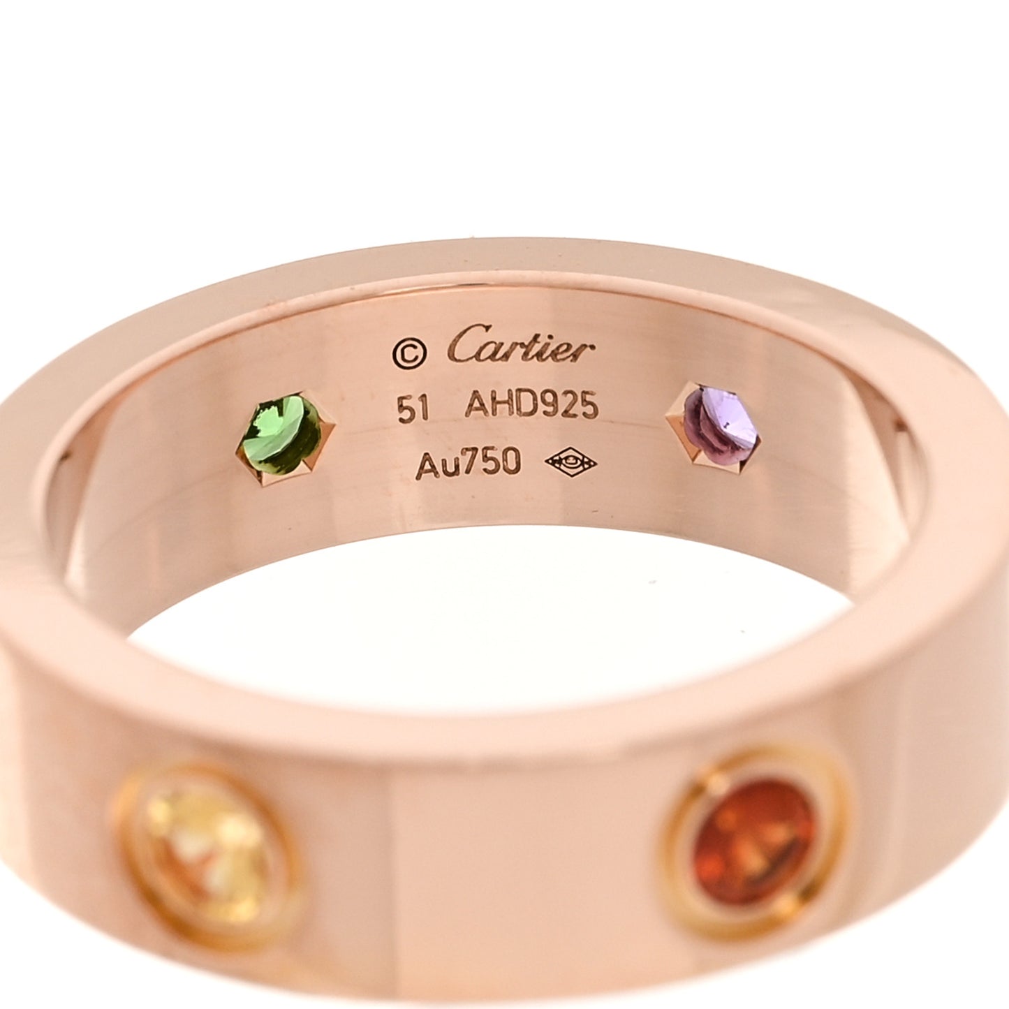 18K Pink Gold Sapphire Garnet Amethyst 5.5mm LOVE Ring 51 5.75