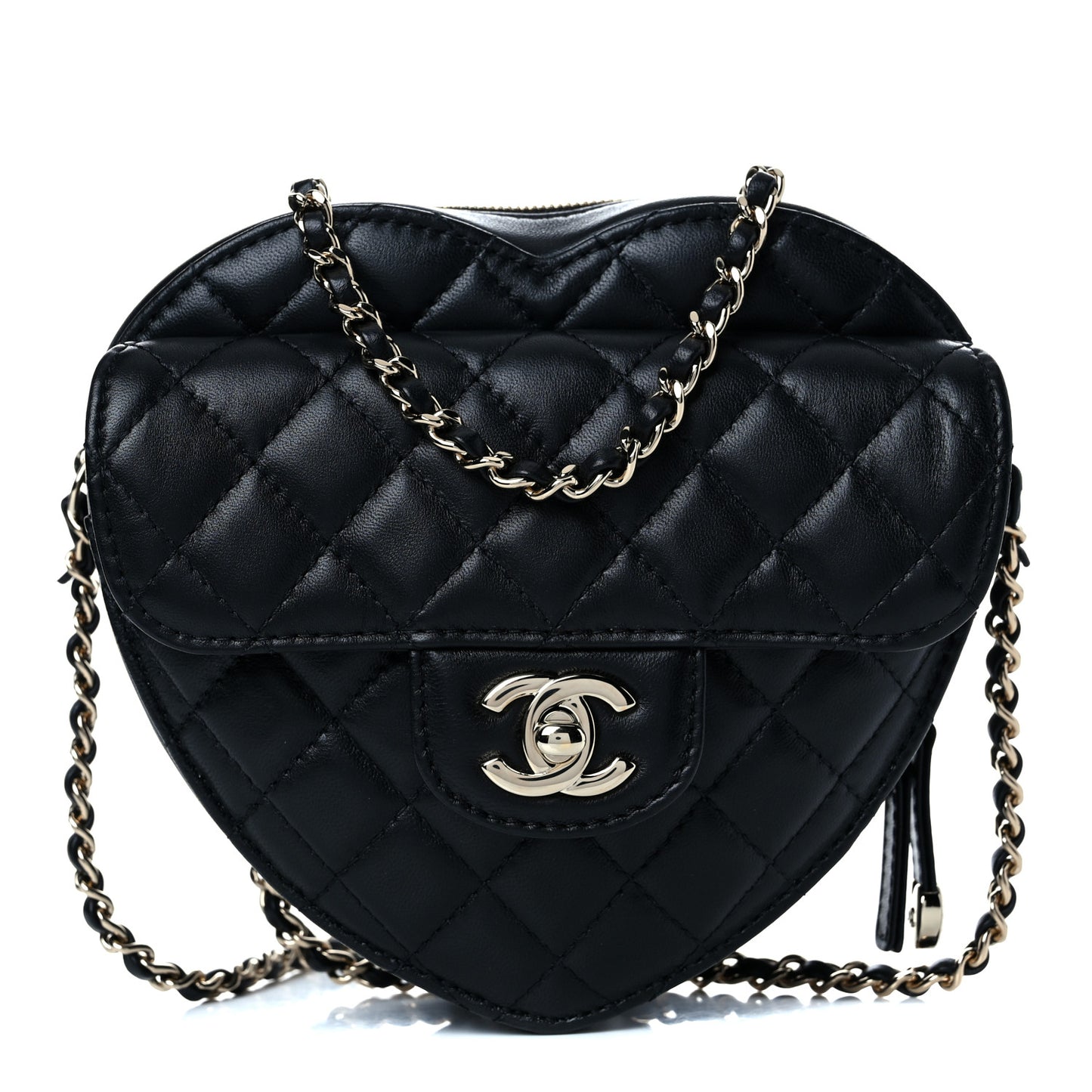 Lambskin Quilted CC In Love Heart Bag Black