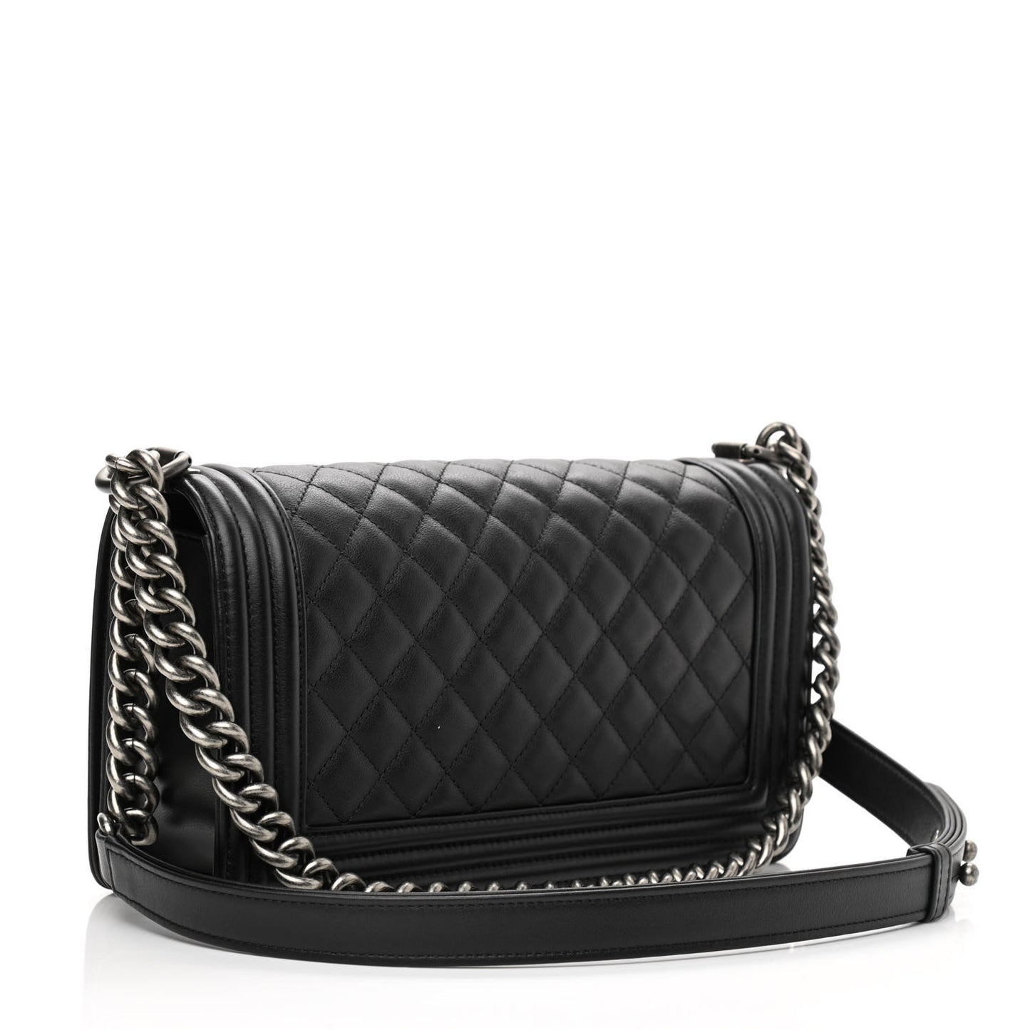 Calfskin Quilted Medium Boy Flap Black