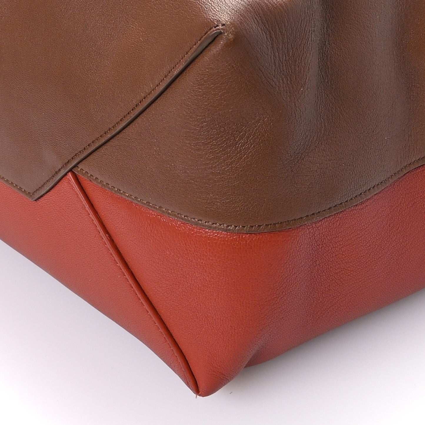 Shiny Smooth Calfskin Small Twisted Cabas Camel Brick