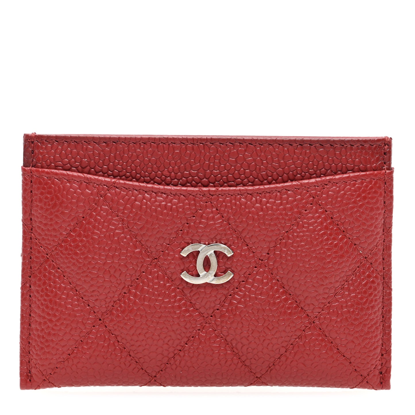 Caviar Quilted Card Holder Red