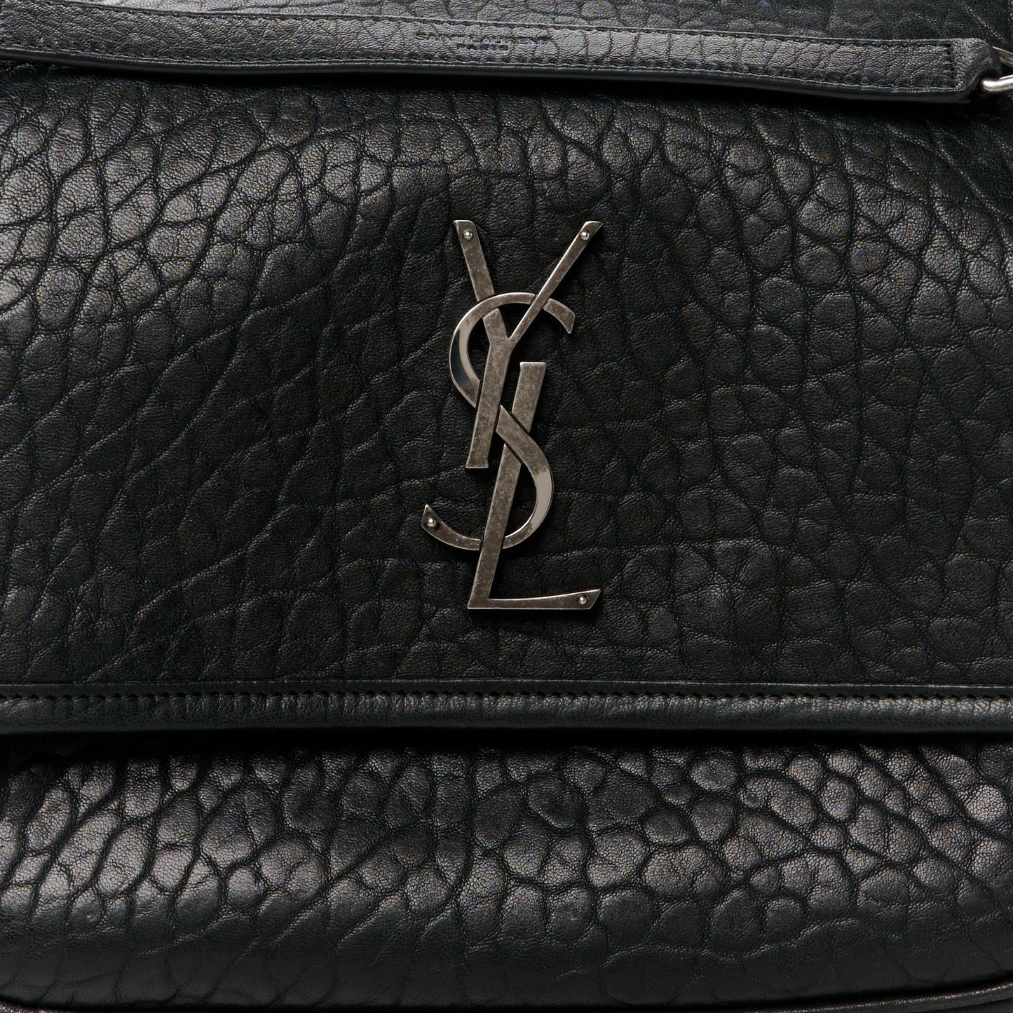 Grained Lambskin Monogram Medium Niki Chain Satchel Black