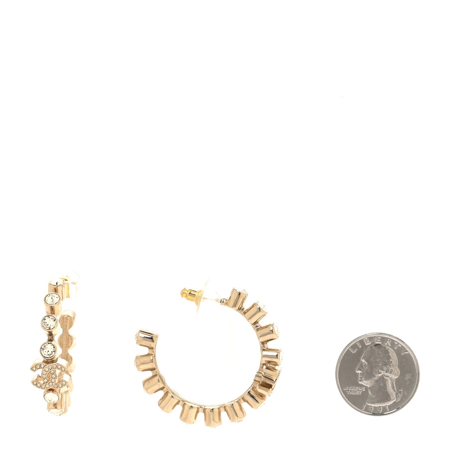 Crystal CC Hoop Earrings Gold