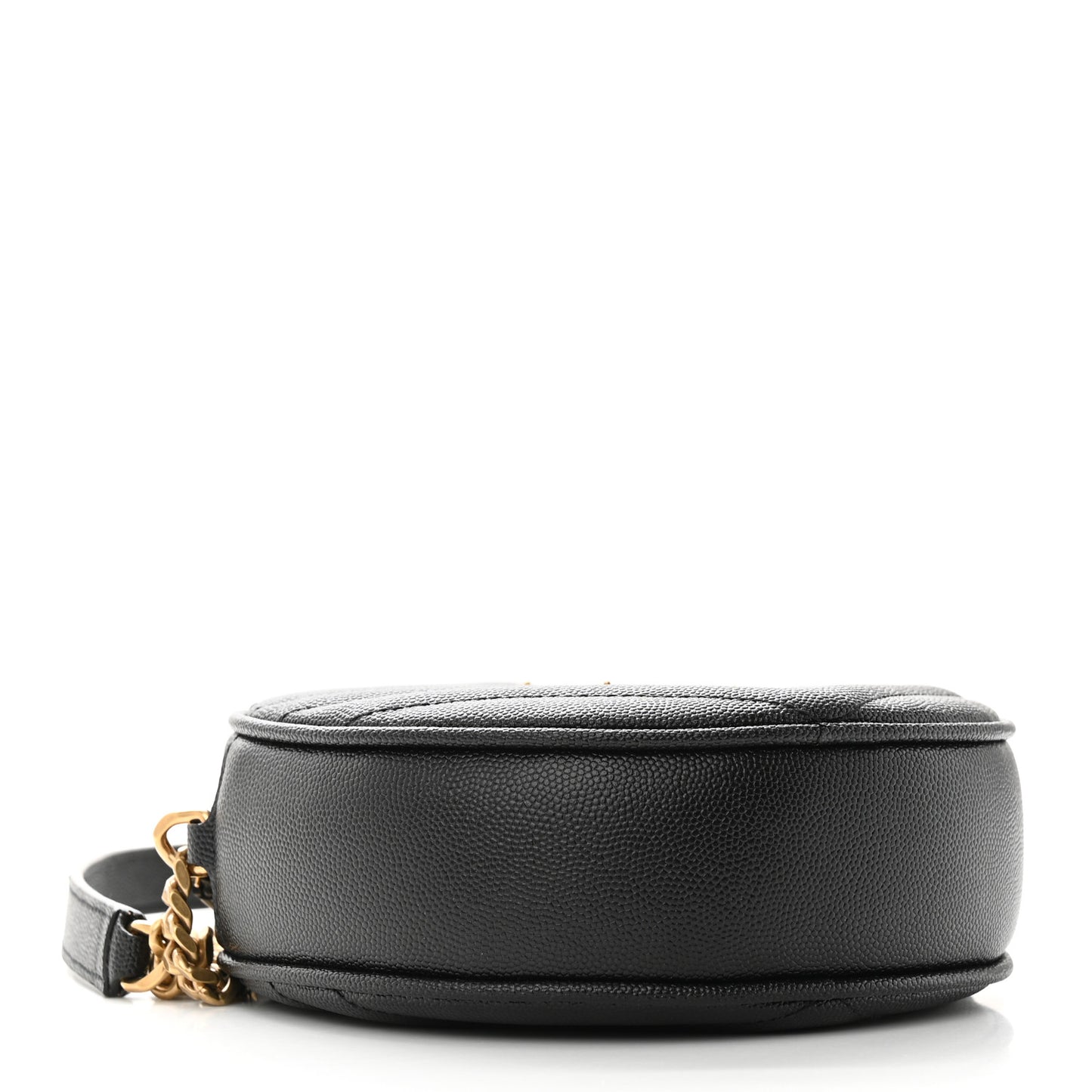 Grain De Poudre Matelasse Chevron Quilted Round Vinyle Camera Bag Black