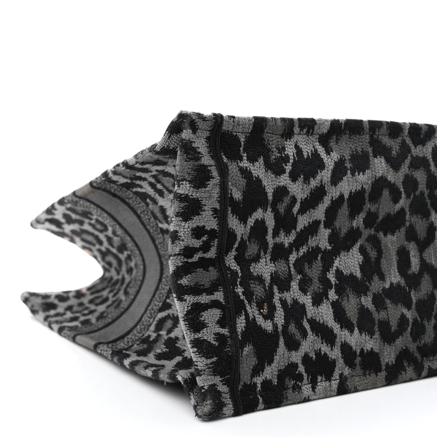 Christian Dior Canvas Mizza Embroidered Large Leopard Book Tote Grey 9 of 12