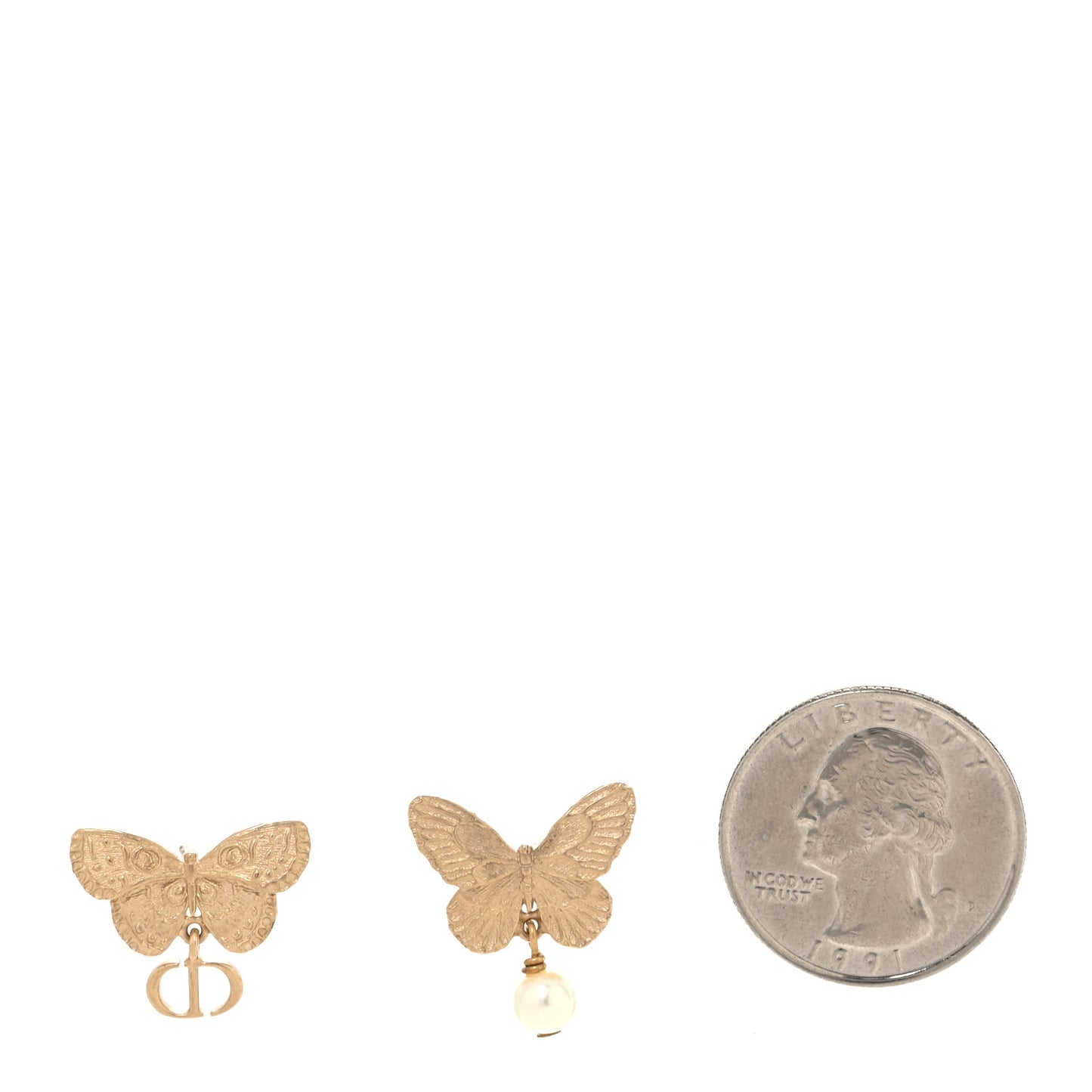 Pearl Butterfly Tribal Earrings Gold