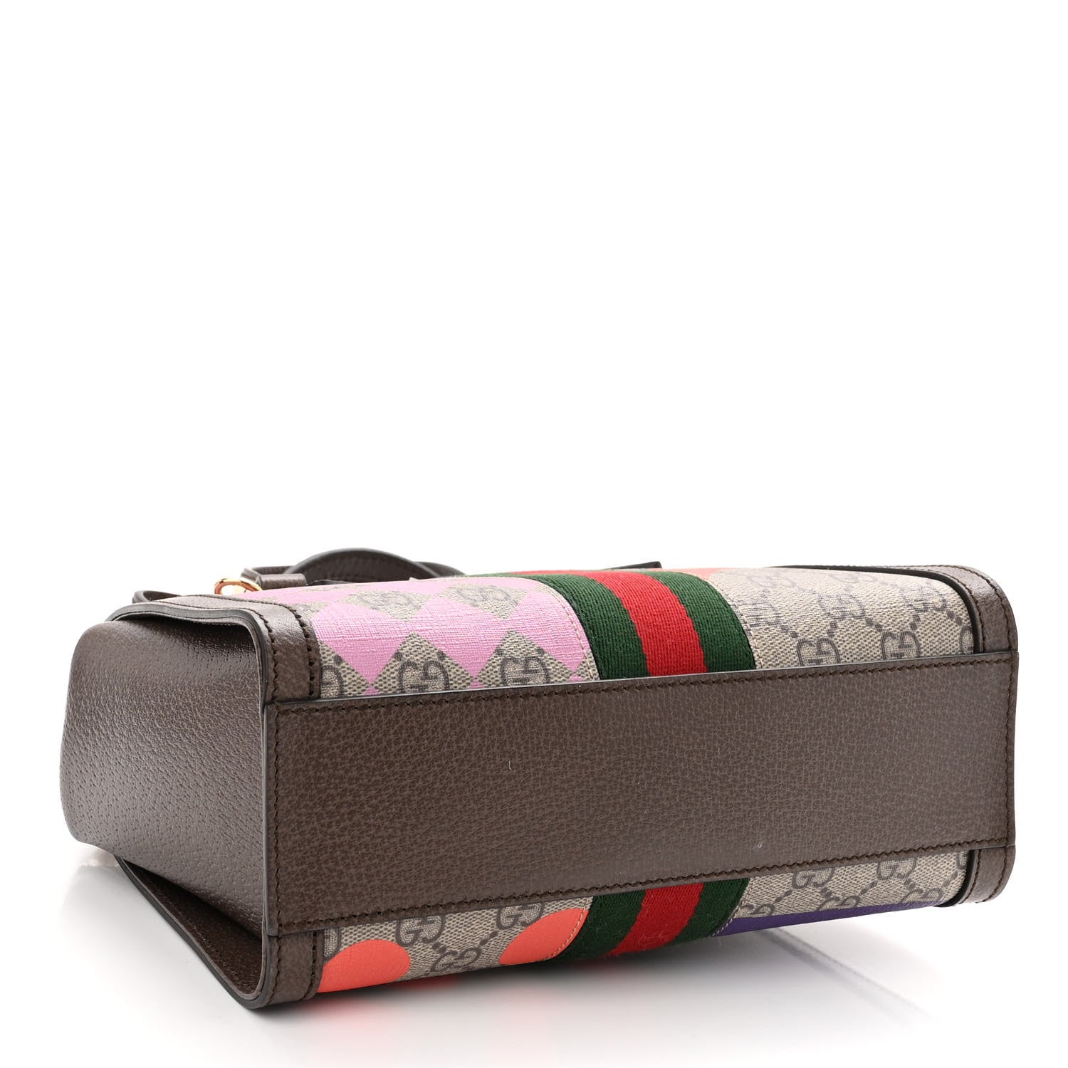 Gucci GG Supreme Monogram Equestrian Web Small Ophidia Tote Bag Beige Multicolor New Acero 4 of 10