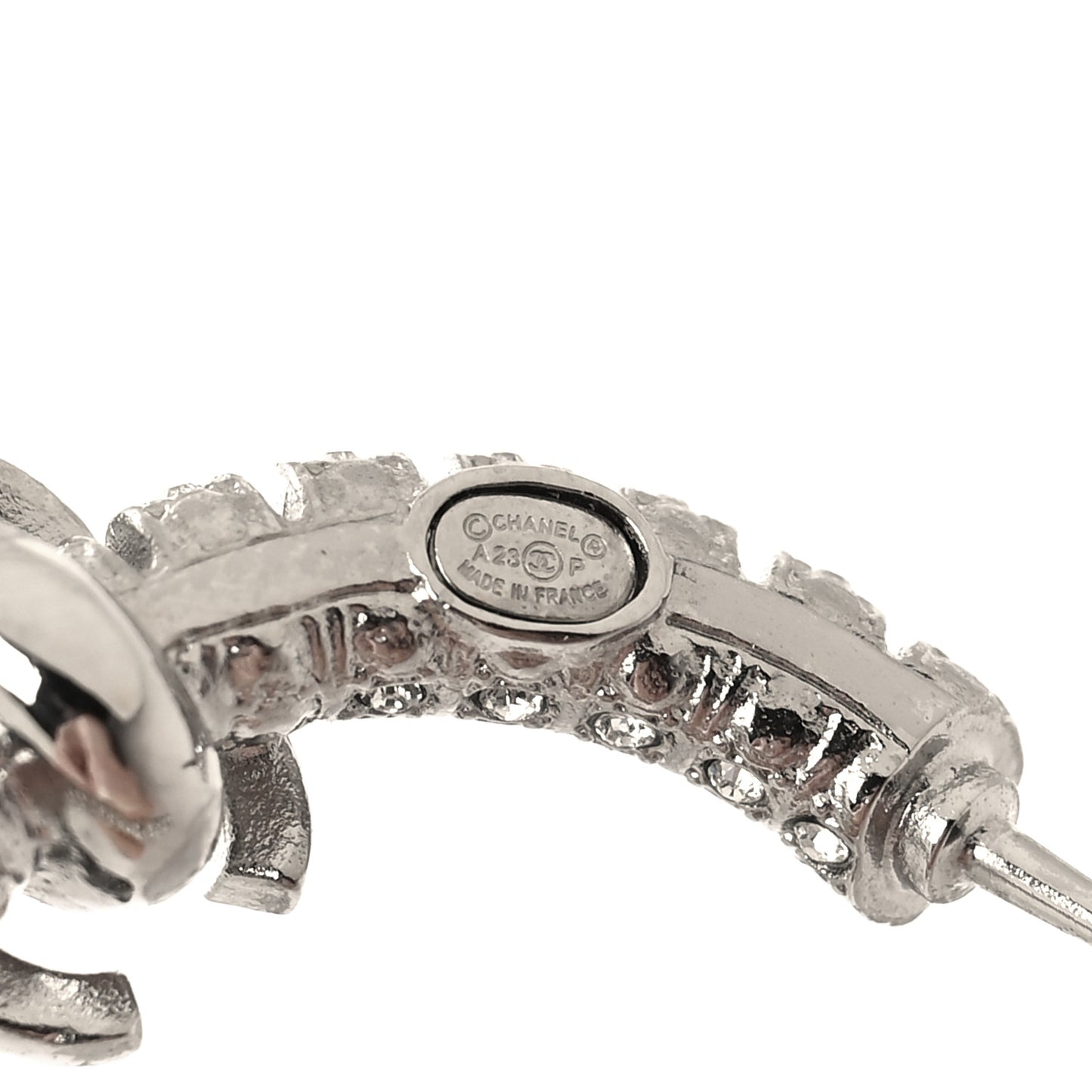 Crystal CC Hoop Earrings Silver