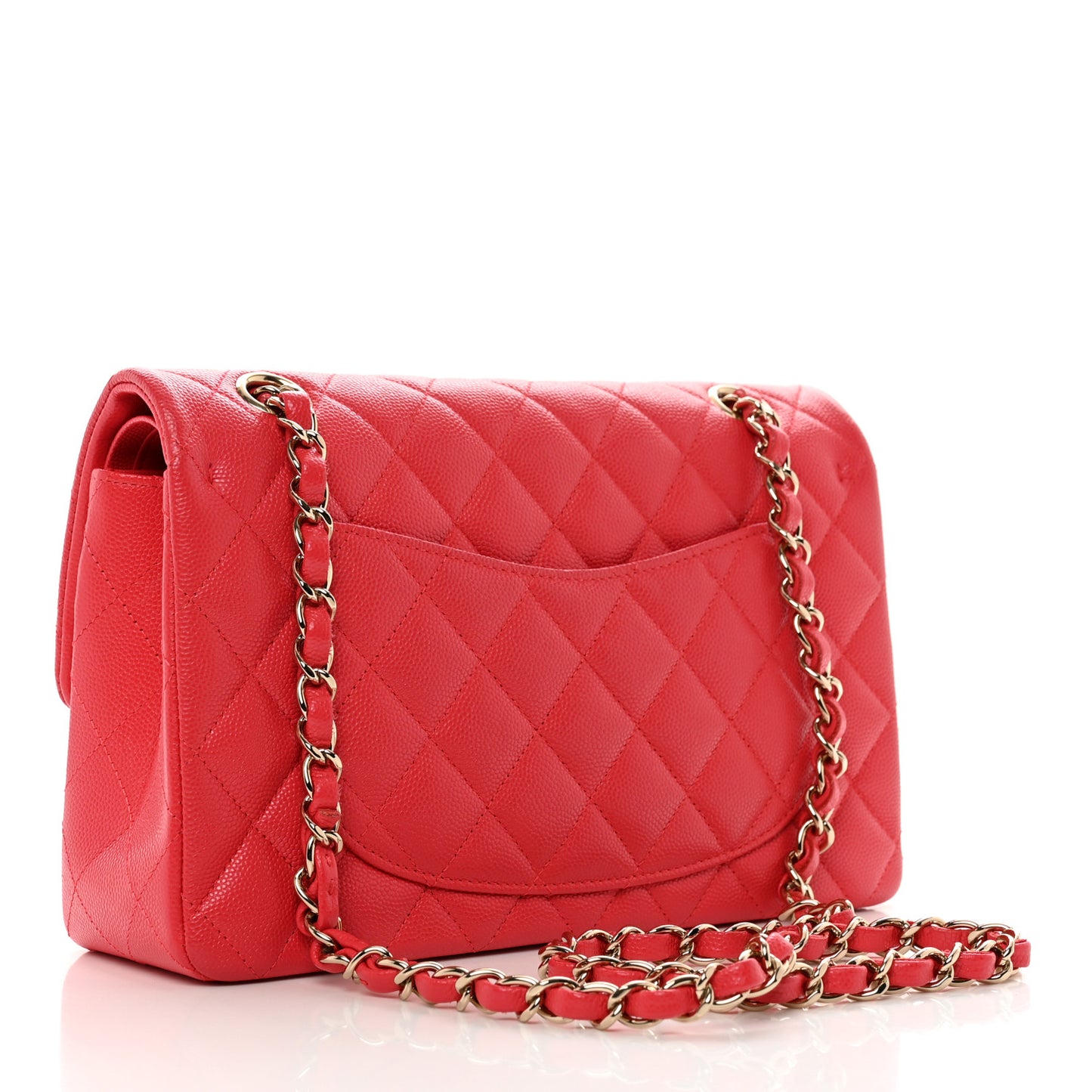 Caviar Quilted Small Double Flap Red
